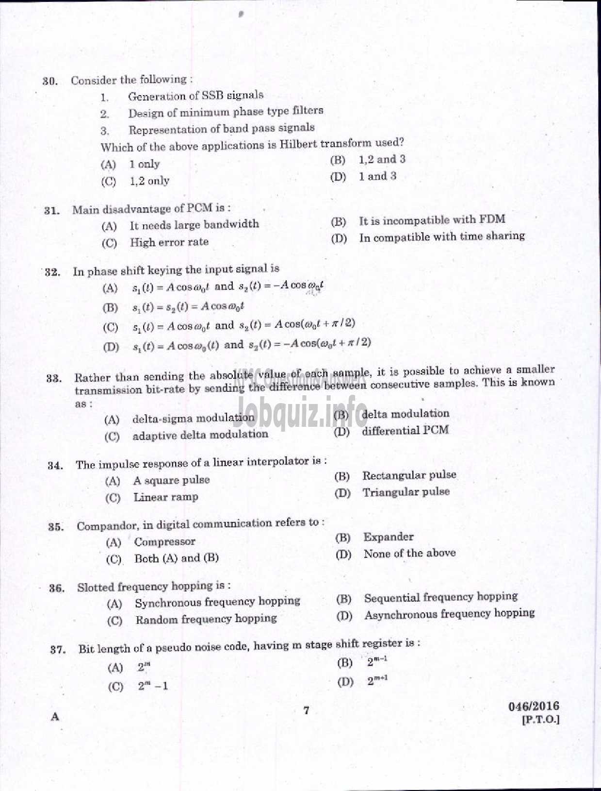 Kerala PSC Question Paper - VOCATIONAL TEACHER MAINTENANCE AND REPAIRS OF RADIO AND TELEVISION-5