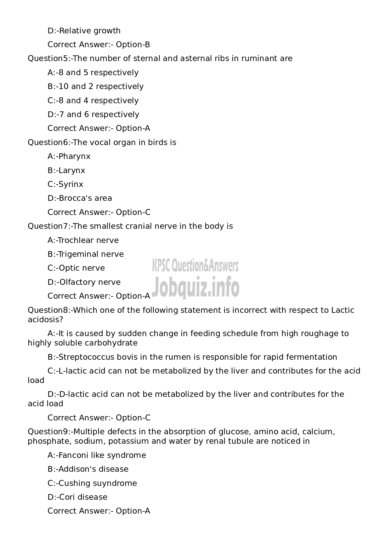 Kerala PSC Question Paper - Veterinary Surgeon Grade II (NCA- ST)-2