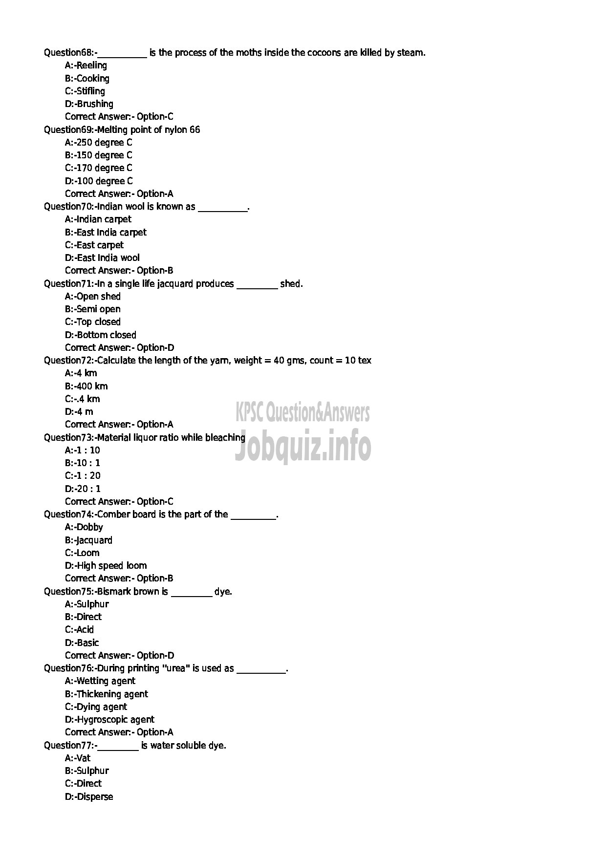 Kerala PSC Question Paper - WEAVING INSTRUCTOR / WEAVING FOREMAN / WEAVING ASSISTANT MALE ONLY JAILS-8