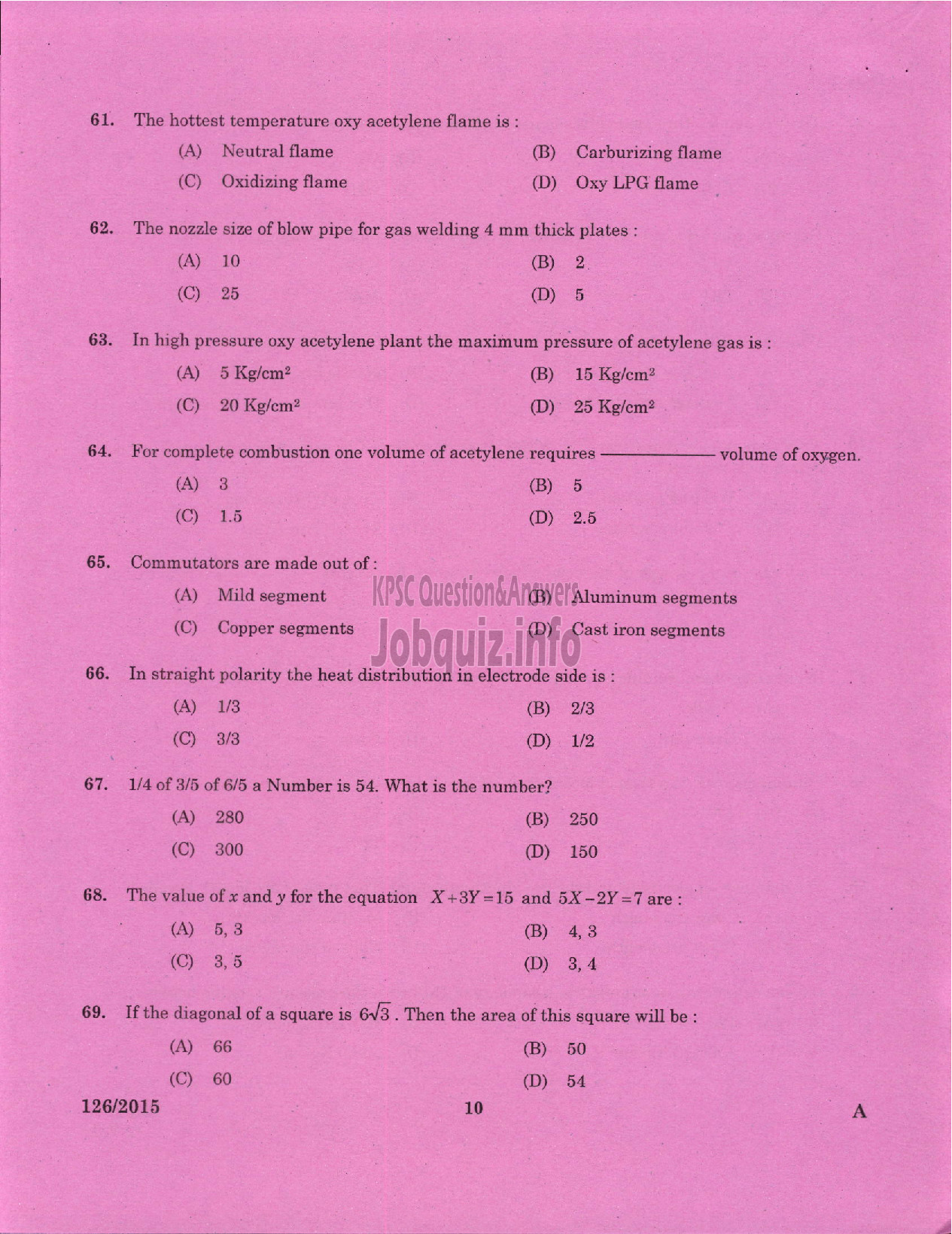 Kerala PSC Question Paper - WELDER STATE WATER TRANSPORT-8