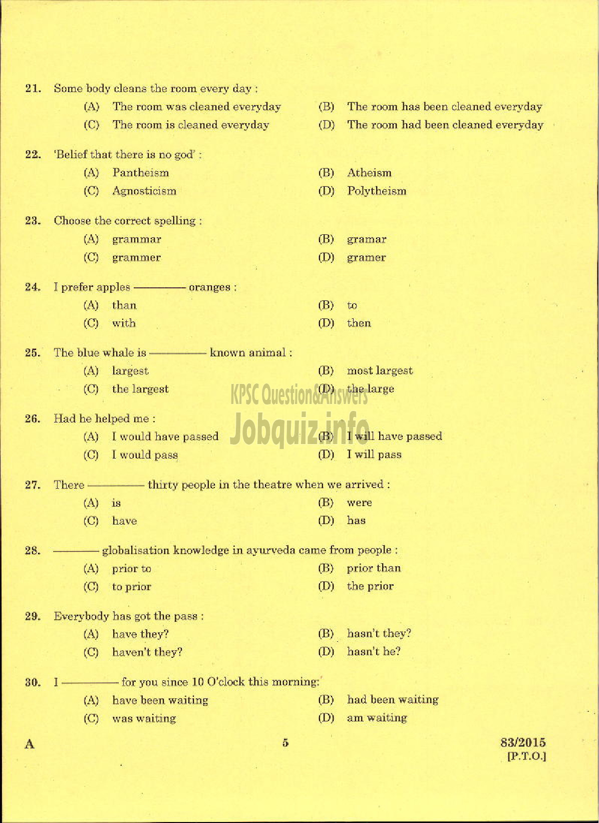 Kerala PSC Question Paper - WELFARE FUND INSPECTOR TODDY WORKERS WELFARE FUND BOARD-3