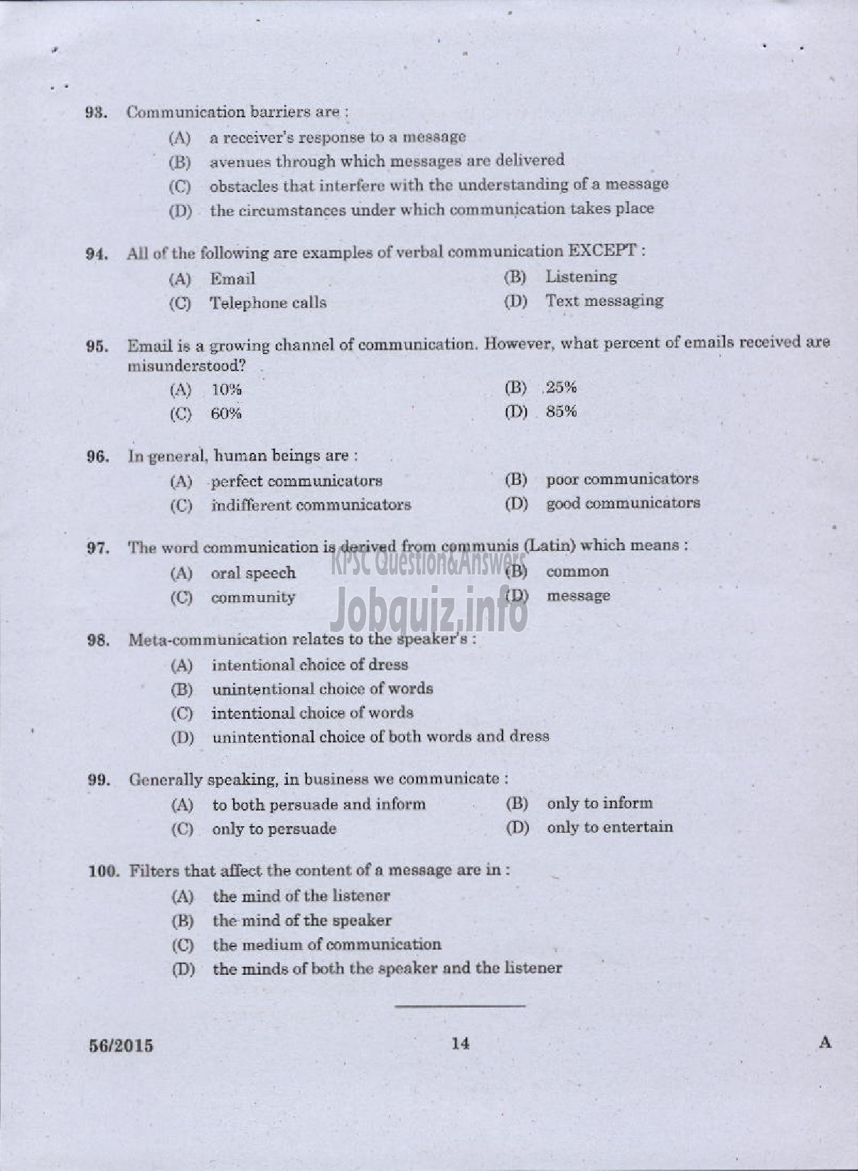 Kerala PSC Question Paper - WELFARE OFFICER PLANTATION CORPORATION OF KERALA LTD-12