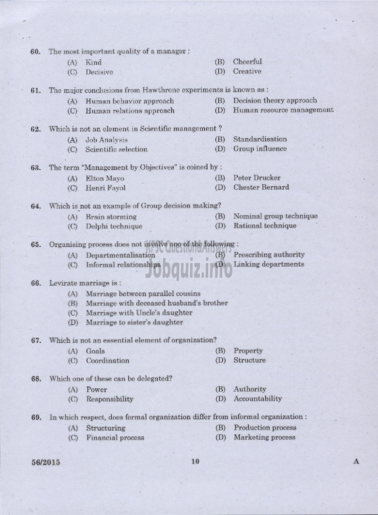 Kerala PSC Question Paper - WELFARE OFFICER PLANTATION CORPORATION OF KERALA LTD-8