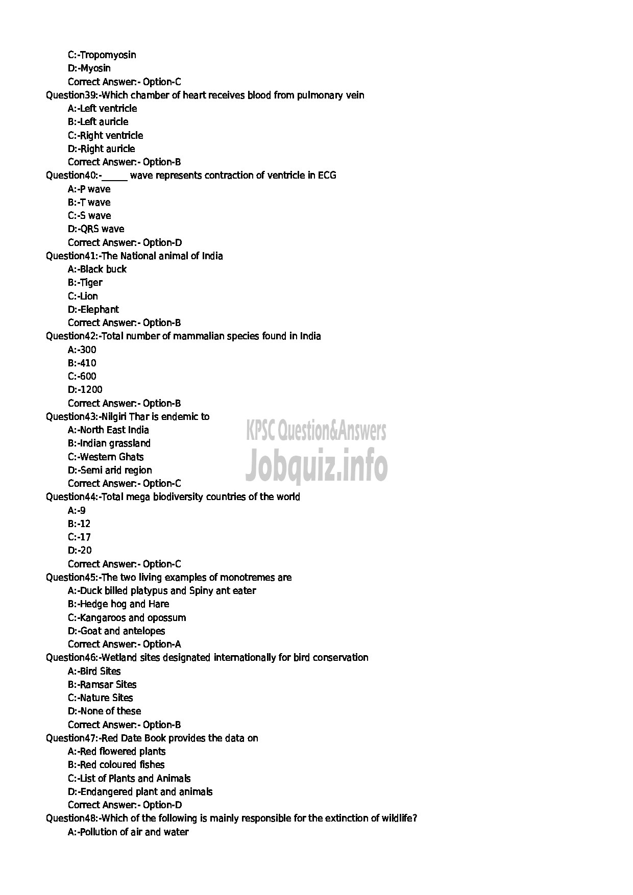 Kerala PSC Question Paper - WILD LIFE ASSISTANT GR II (NCA CAT NO 165/2018) KERALA FOREST DEPARTMENT-5