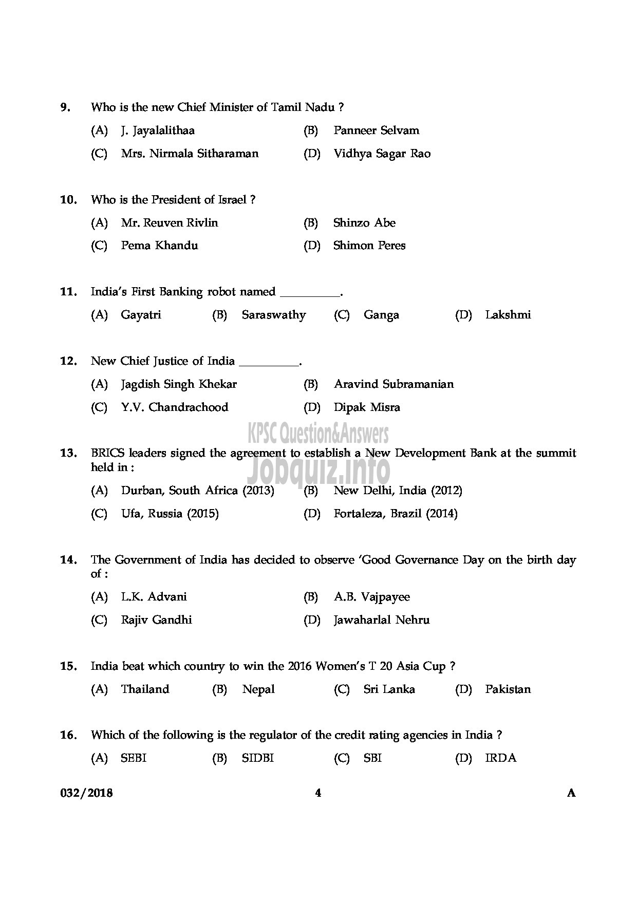 Kerala PSC Question Paper - WOMEN CIVIL EXCISE OFFICER EXCISE-4