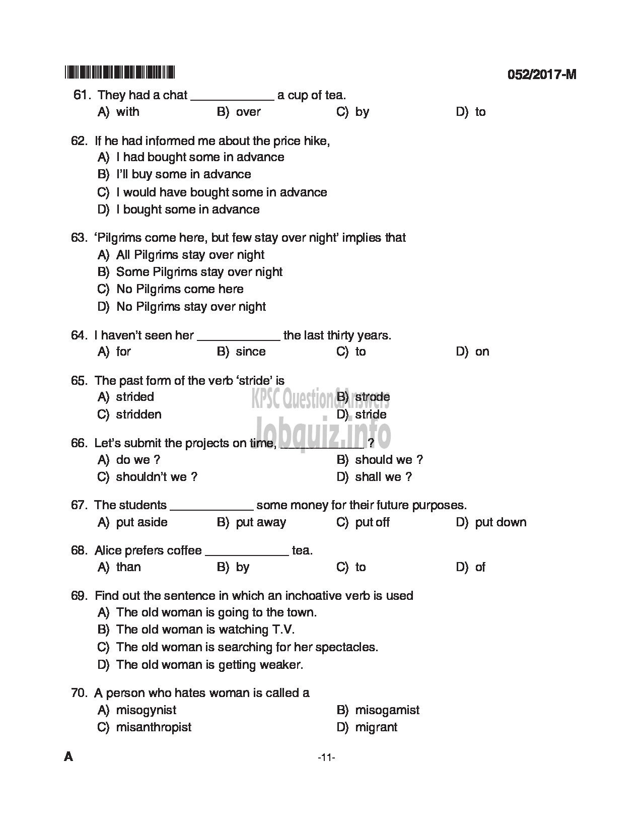 Kerala PSC Question Paper - WOMEN POLICE CONSTABLE APB POLICE QUESTION PAPER(MALAYALAM)-11