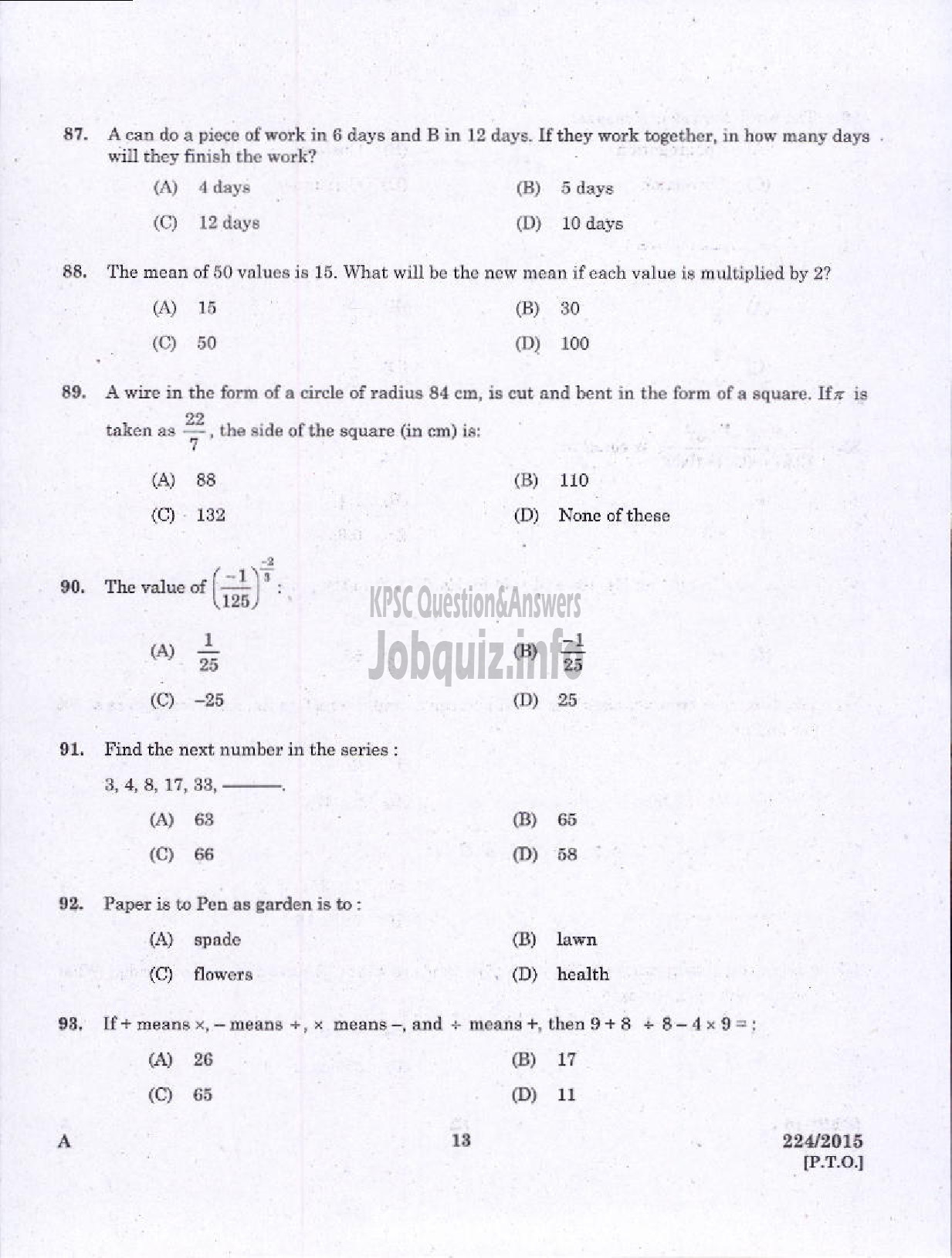 Kerala PSC Question Paper - WOMEN POLICE CONSTABLE / POLICE CONSTABLE APB NCA POLICE-11