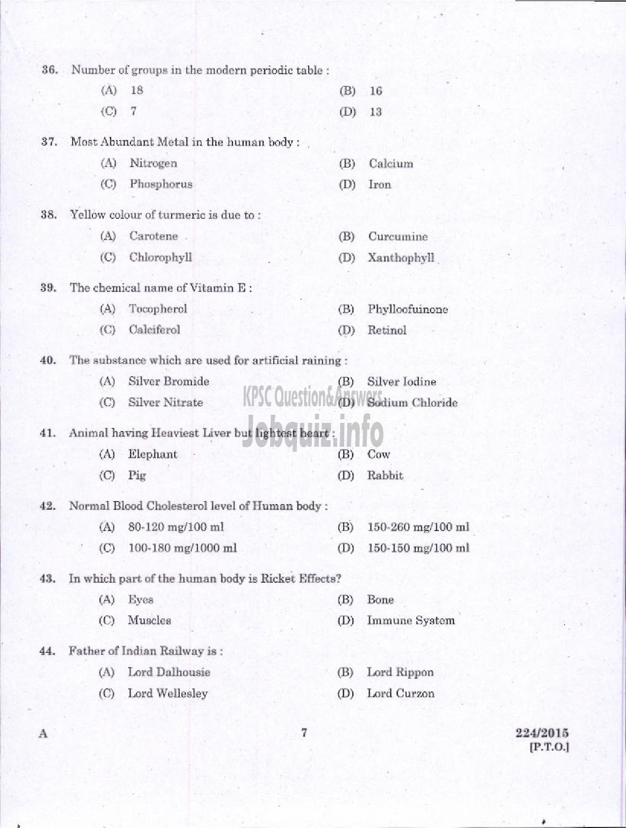 Kerala PSC Question Paper - WOMEN POLICE CONSTABLE / POLICE CONSTABLE APB NCA POLICE-5