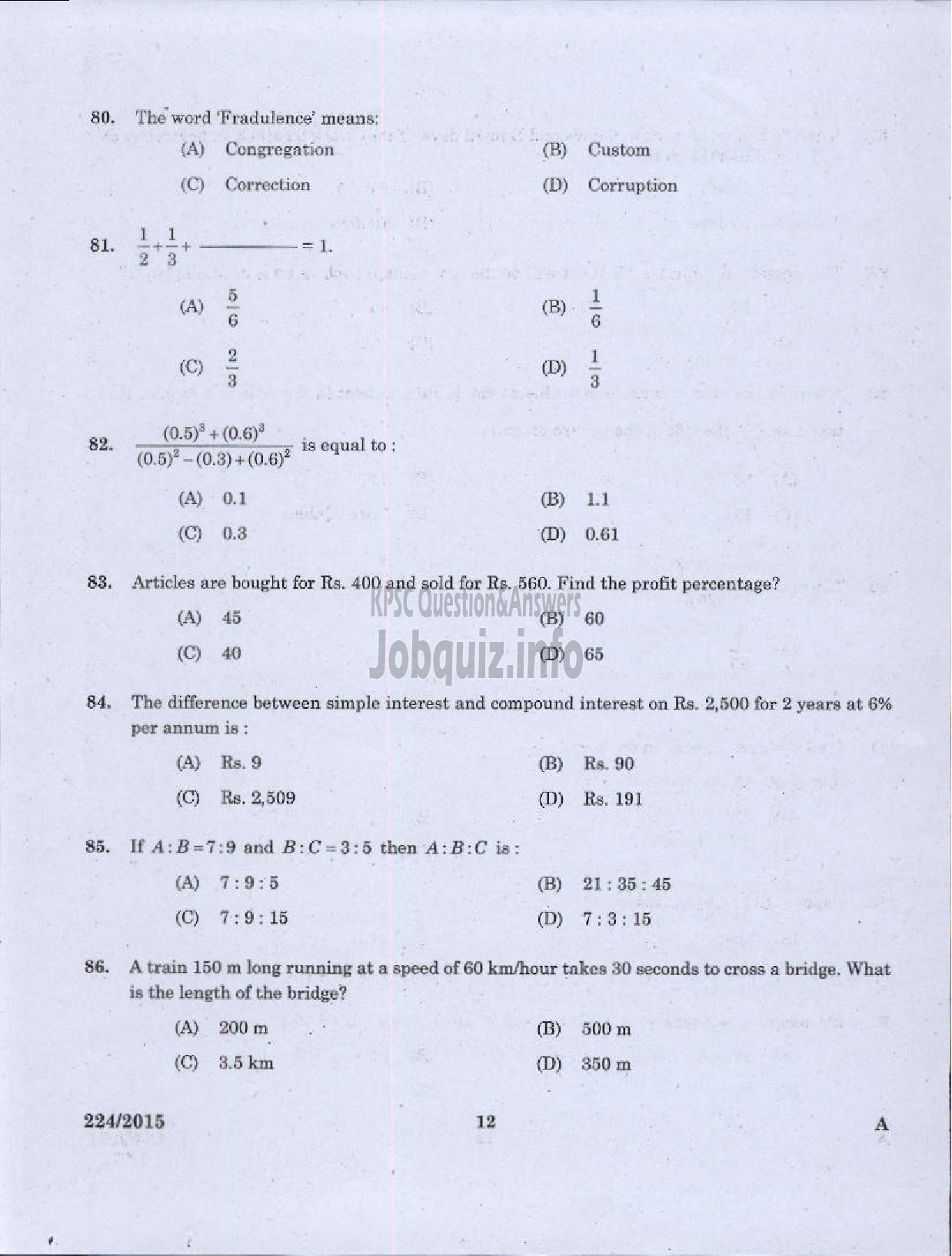 Kerala PSC Question Paper - WOMEN POLICE CONSTABLE / POLICE CONSTABLE APB NCA POLICE-10