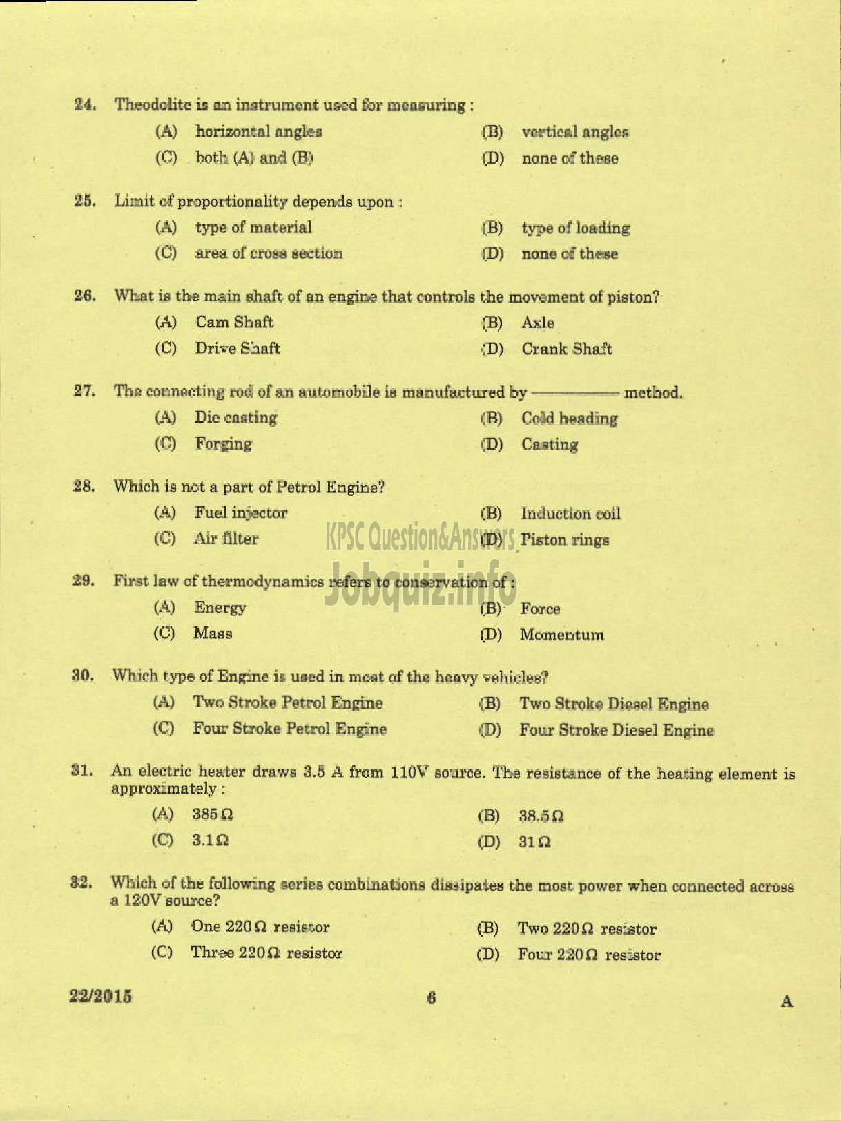 Kerala PSC Question Paper - WORKSHOP INSTRUCTOR / DEMONSTRATOR PRINTING TECHNOLOGY KERALA TECHNICAL EDUCATION-4