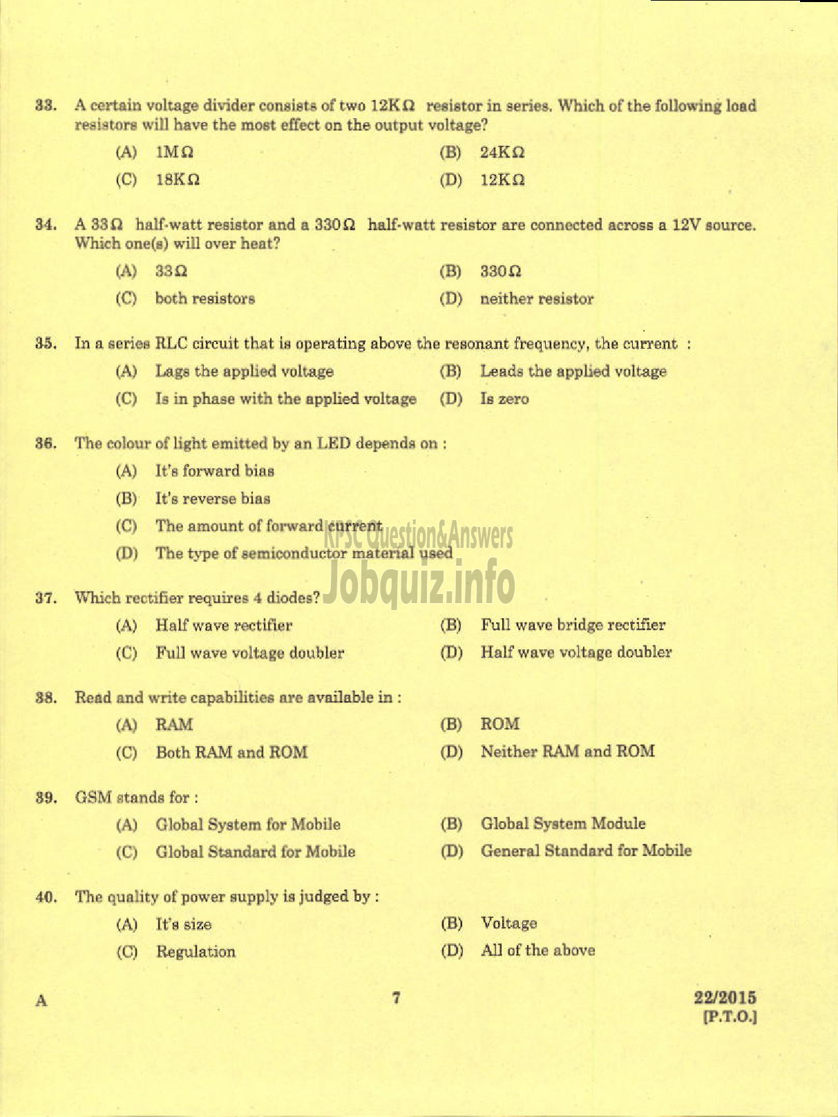 Kerala PSC Question Paper - WORKSHOP INSTRUCTOR / DEMONSTRATOR PRINTING TECHNOLOGY KERALA TECHNICAL EDUCATION-5