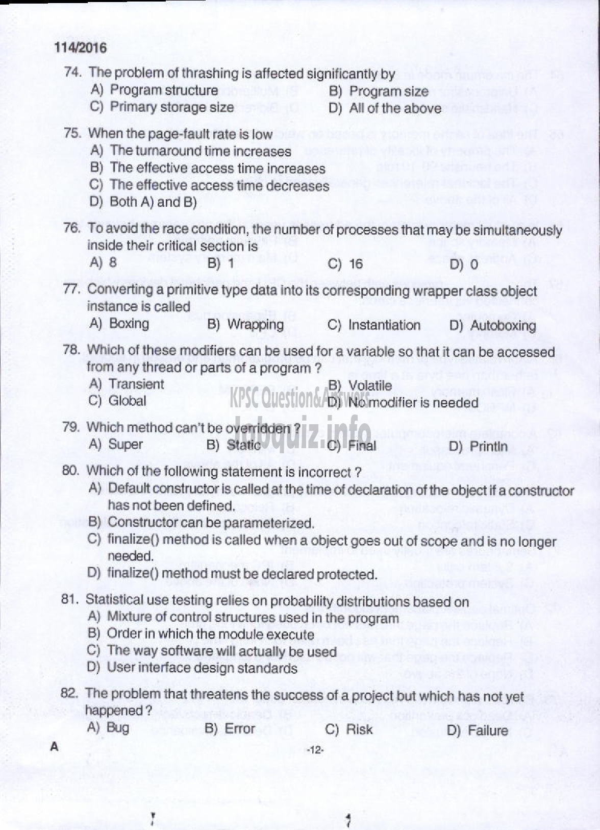Kerala PSC Question Paper - WORKSHOP INSTRUCTOR/INSTRUCTOR GRII/DEMONSTRATOR/DRAFTSMAN GR II INFORMATION TECHNOLOGY TECHNICAL EDUCATIOIN-10
