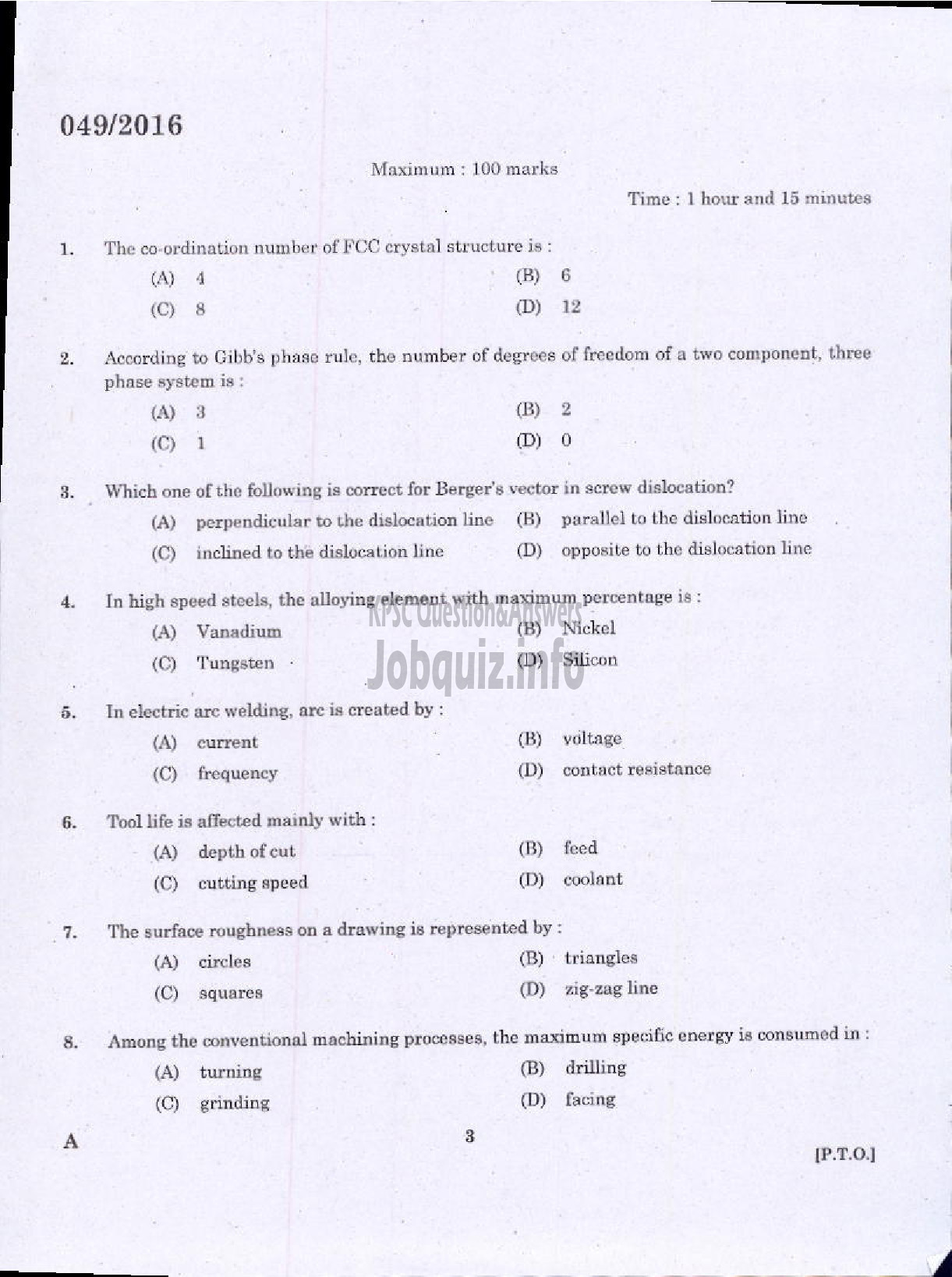 Kerala PSC Question Paper - WORKS MANAGER STATE WATER TRANSPORT-1