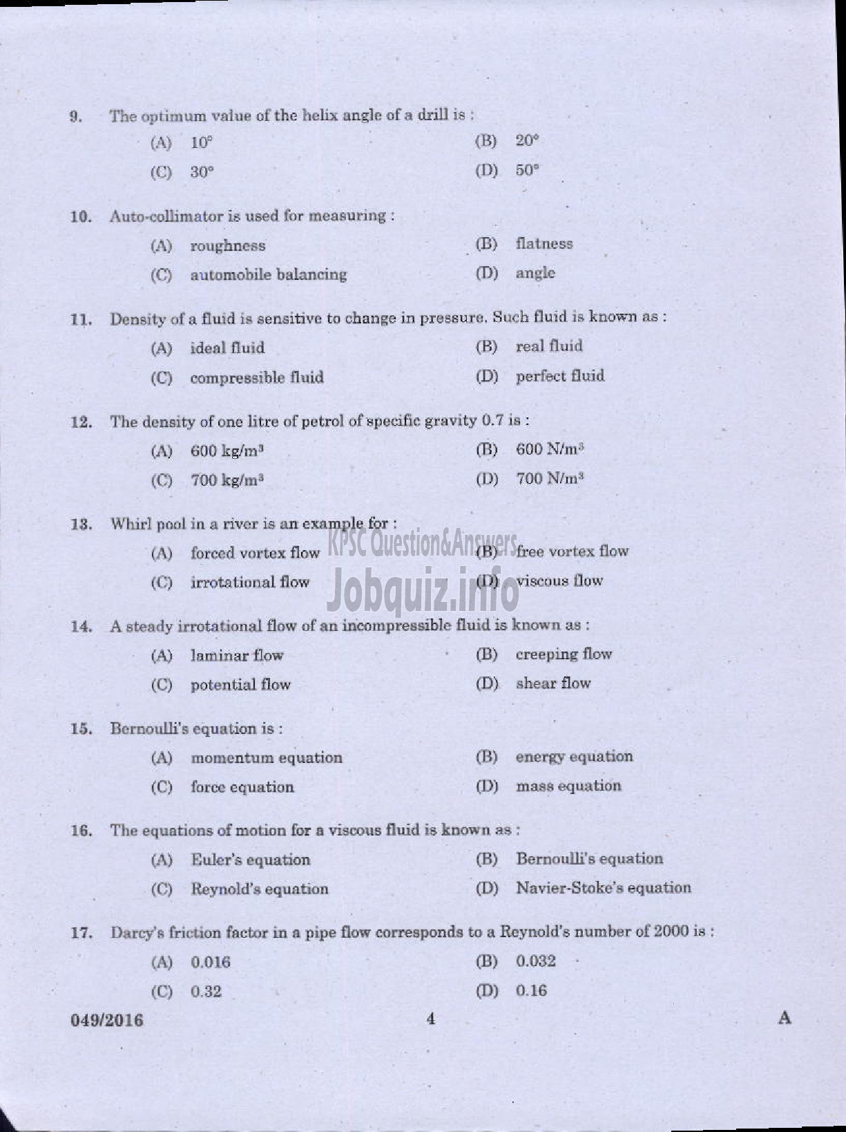 Kerala PSC Question Paper - WORKS MANAGER STATE WATER TRANSPORT-2