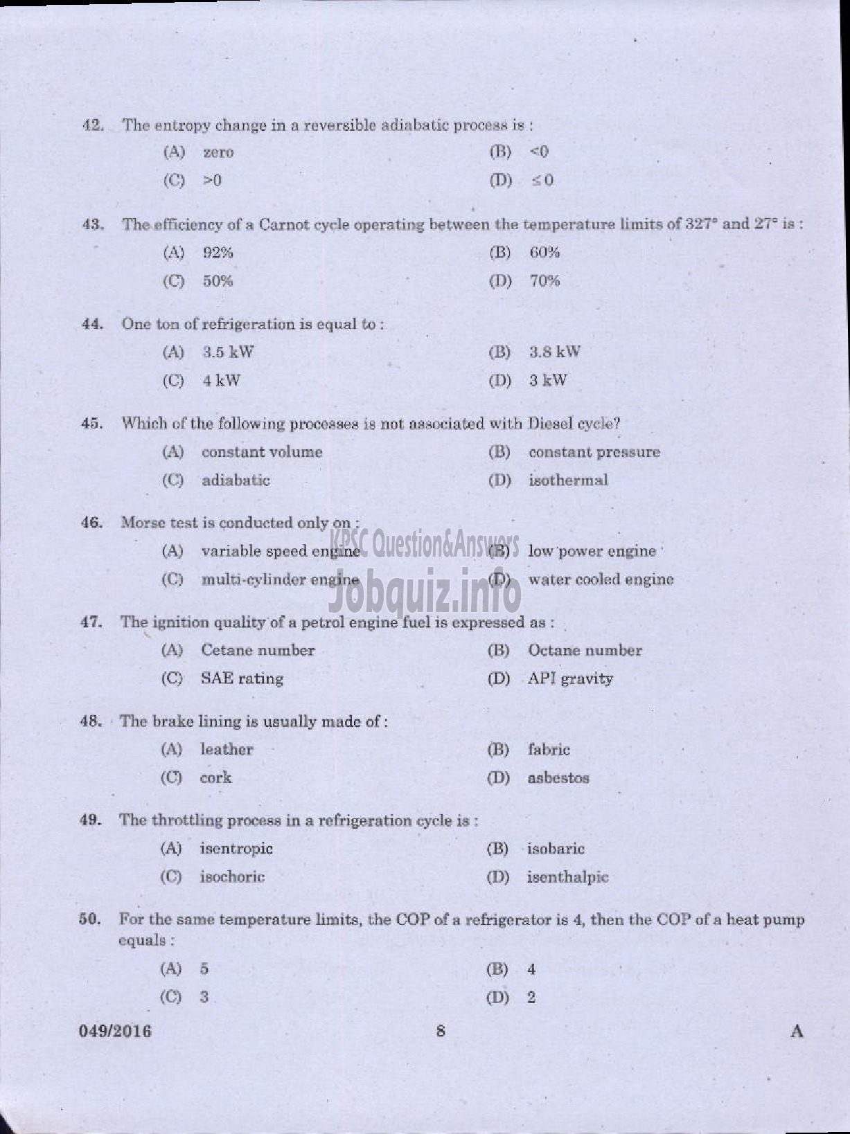 Kerala PSC Question Paper - WORKS MANAGER STATE WATER TRANSPORT-6