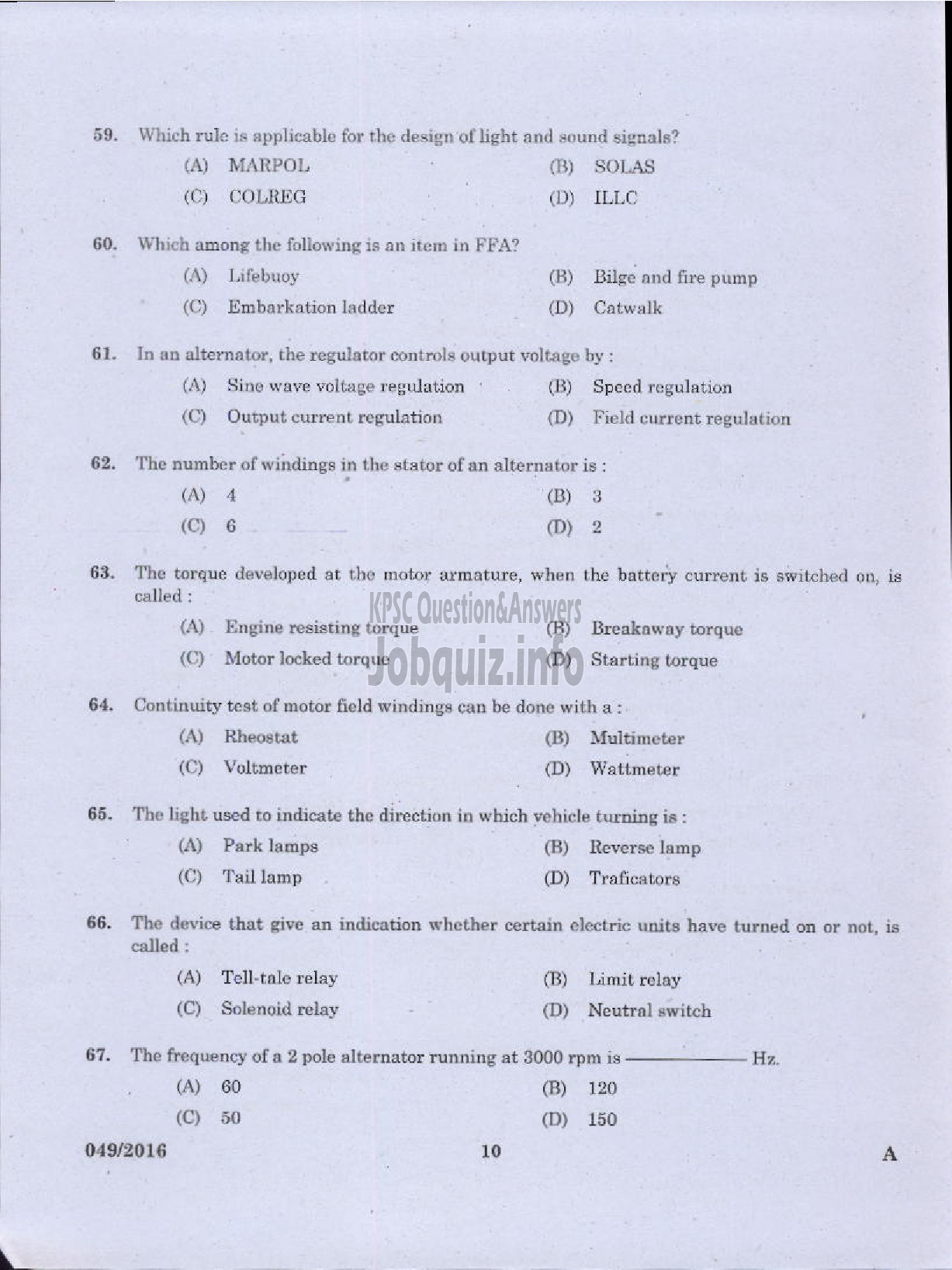 Kerala PSC Question Paper - WORKS MANAGER STATE WATER TRANSPORT-8
