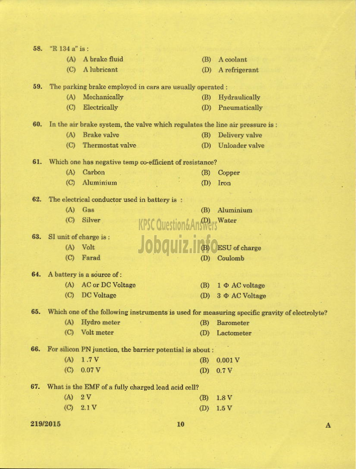 Kerala PSC Question Paper - WORK ASSISTANT NCA KSRTC-8