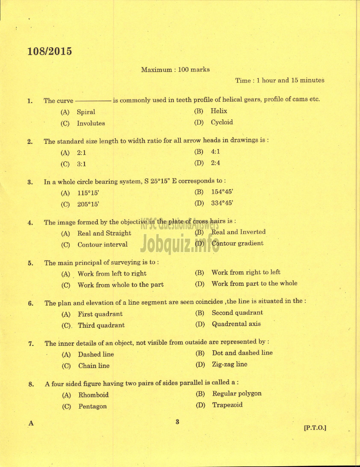 Kerala PSC Question Paper - WORK SUPERINTENDENT AGRICULTURE-1