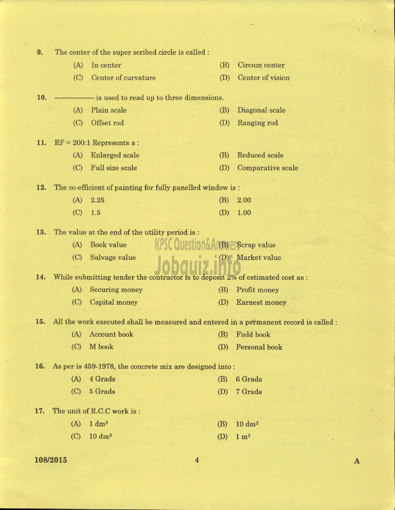 Kerala PSC Question Paper - WORK SUPERINTENDENT AGRICULTURE-2