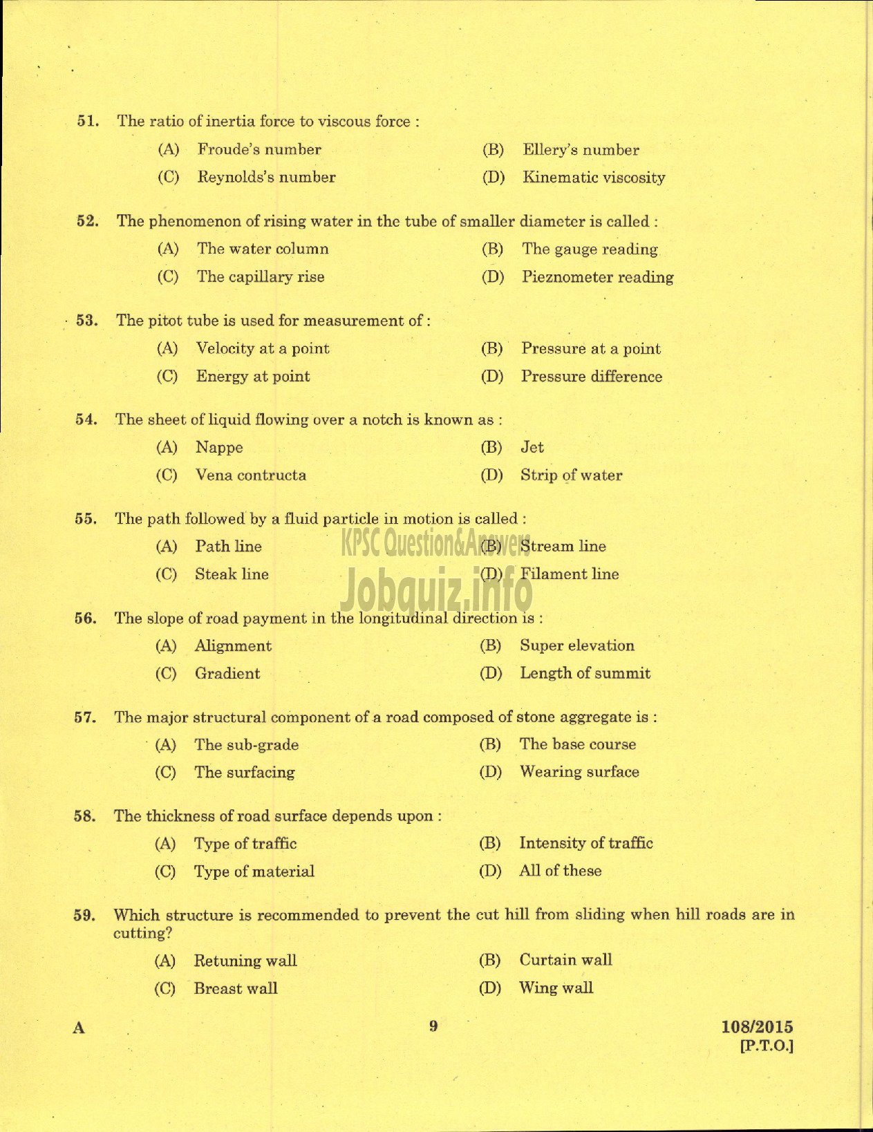 Kerala PSC Question Paper - WORK SUPERINTENDENT AGRICULTURE-7