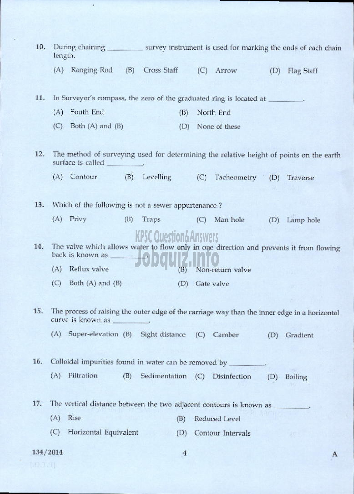 Kerala PSC Question Paper - WORK SUPERINTENDENT AGRICULTURE KTM AND PKD-2