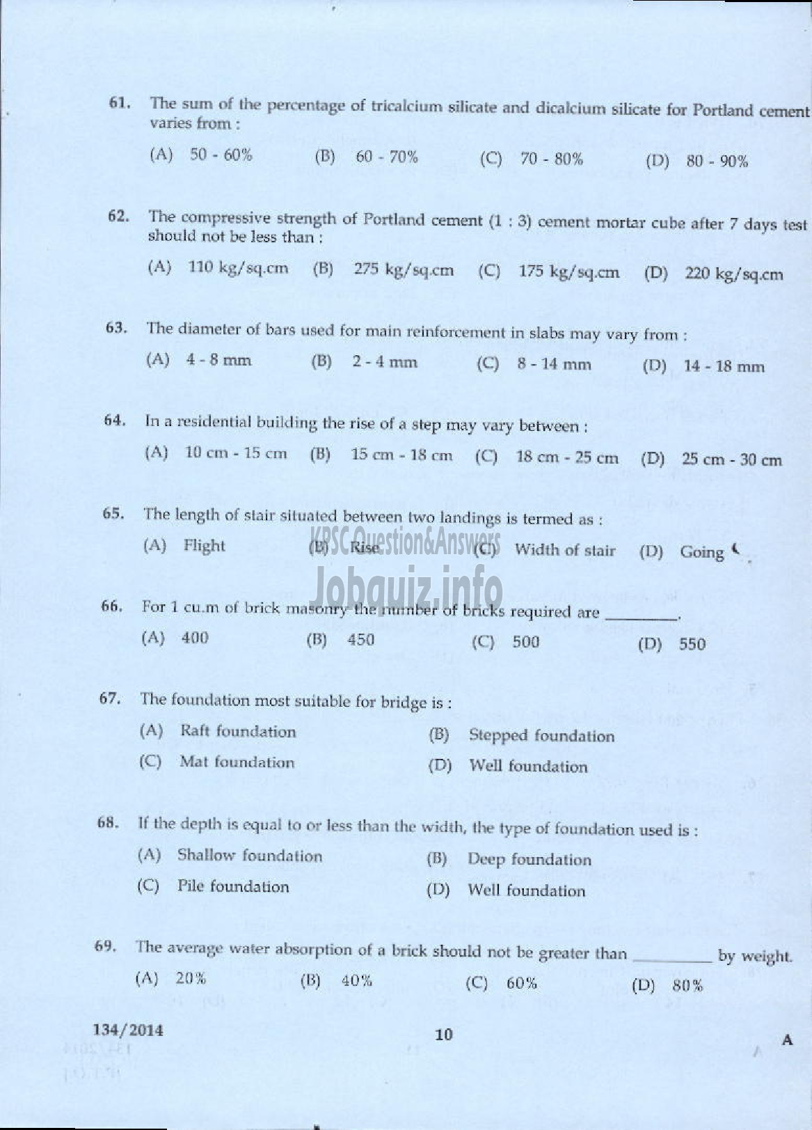 Kerala PSC Question Paper - WORK SUPERINTENDENT AGRICULTURE KTM AND PKD-8