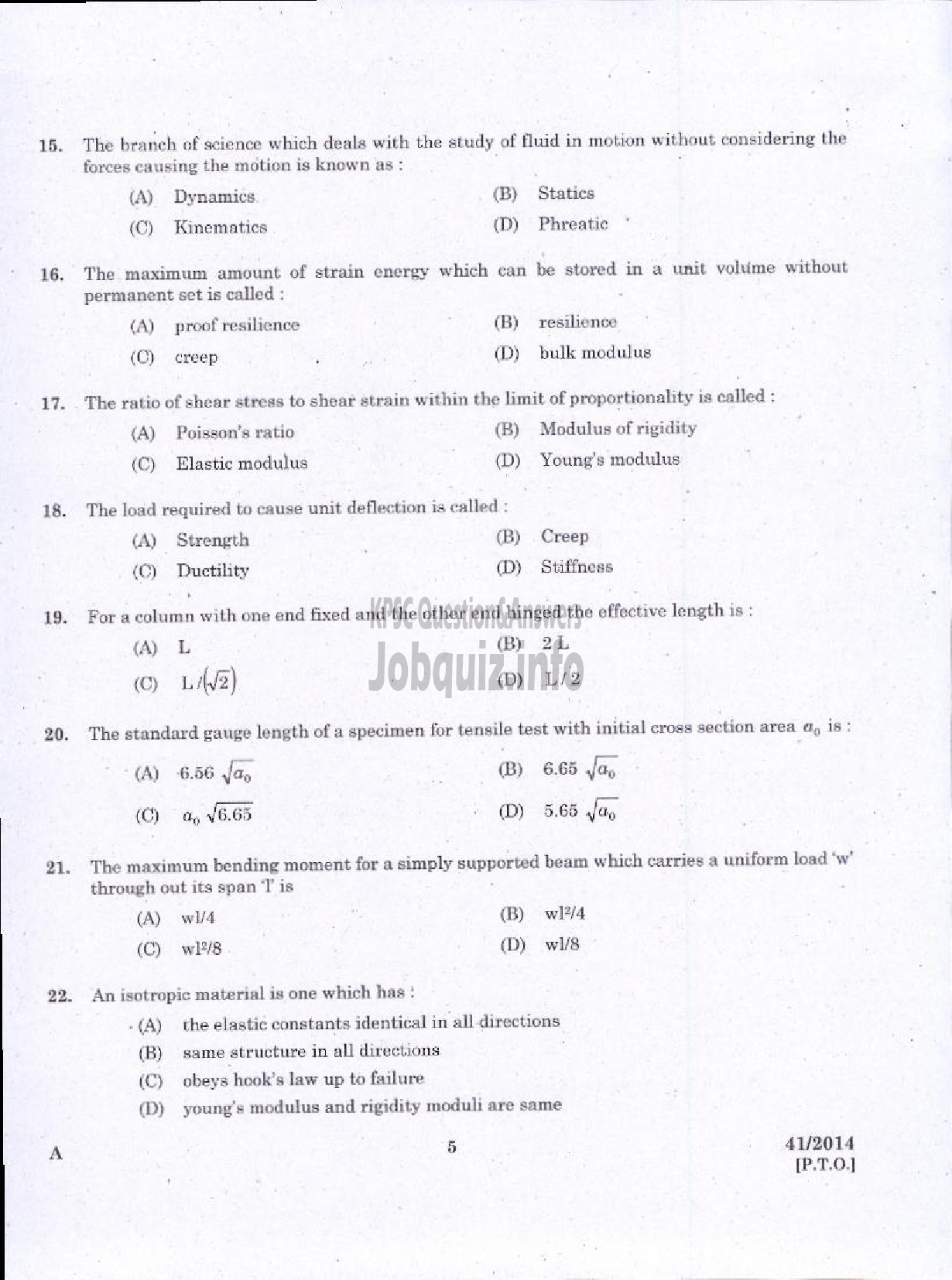 Kerala PSC Question Paper - WORK SUPERVISOR OVERSEER GRADE II DRAUGHTSMAN GRADE II-3