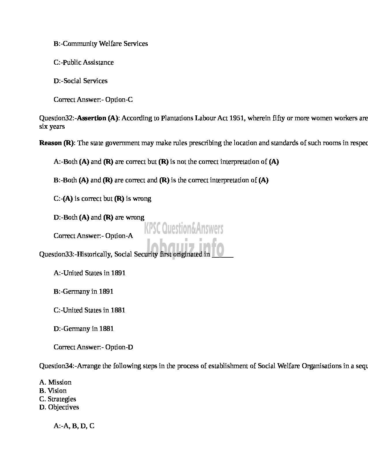 Kerala PSC Question Paper - Welfare Officer (NCA) Plantation Corporation-10