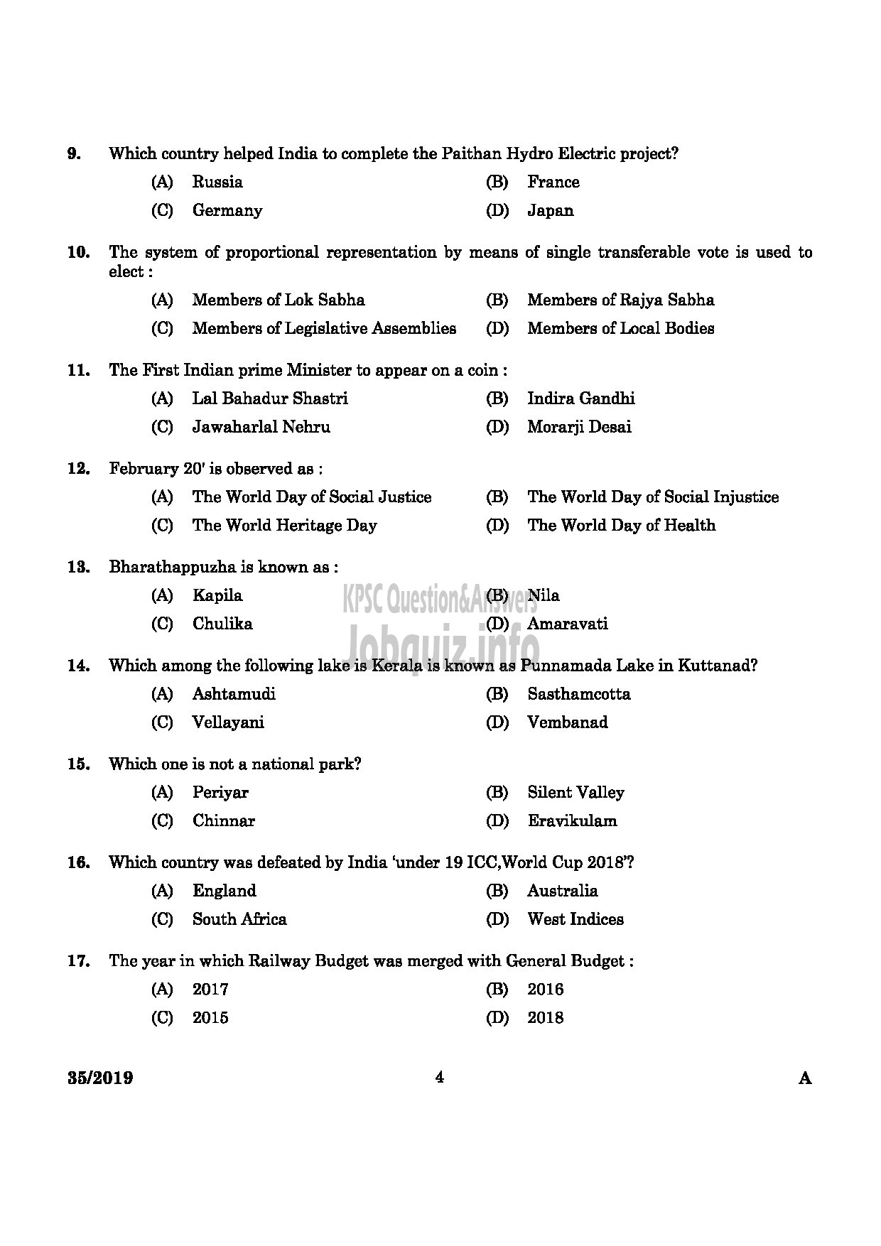 Kerala PSC Question Paper - Women Civil Excise Officer Excise English -2