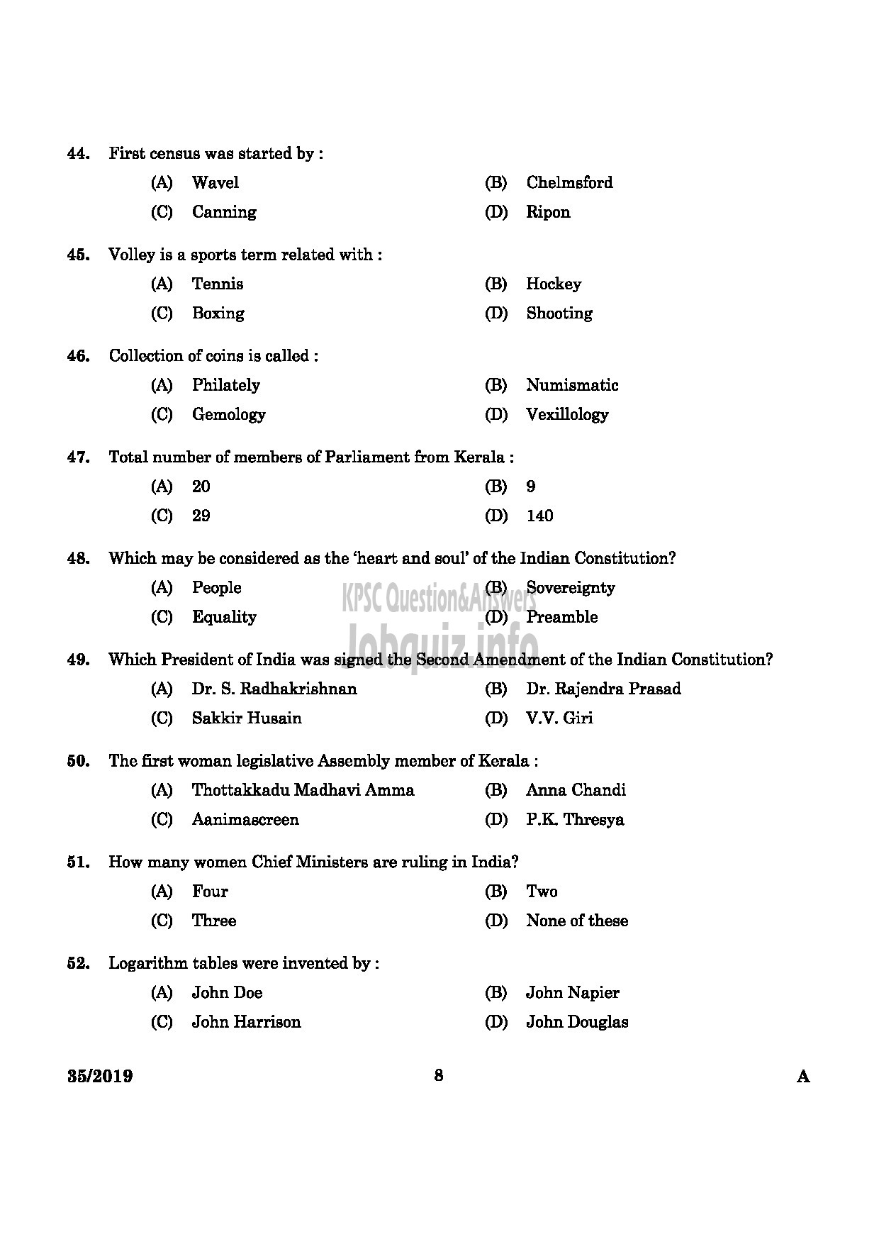 Kerala PSC Question Paper - Women Civil Excise Officer Excise English -6