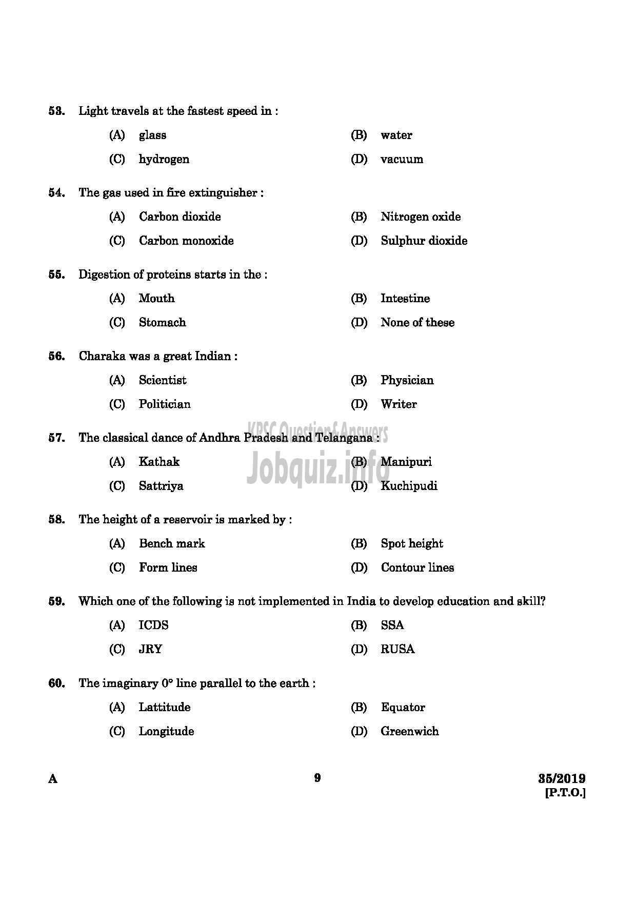 Kerala PSC Question Paper - Women Civil Excise Officer Excise English -7