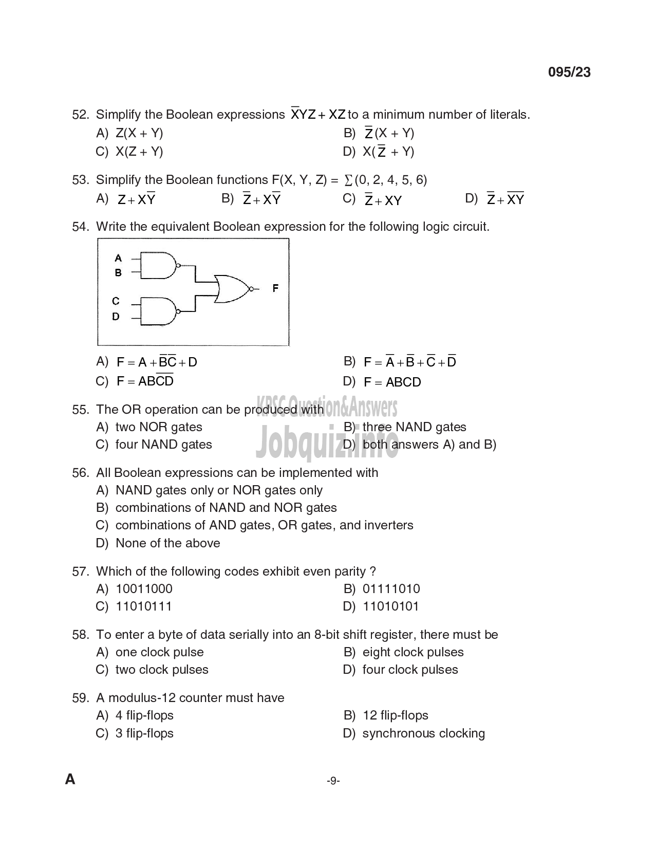 Kerala PSC Question Paper - Workshop Instructor / Demonstrator /Instructor Gr.II in Computer Engineering-9