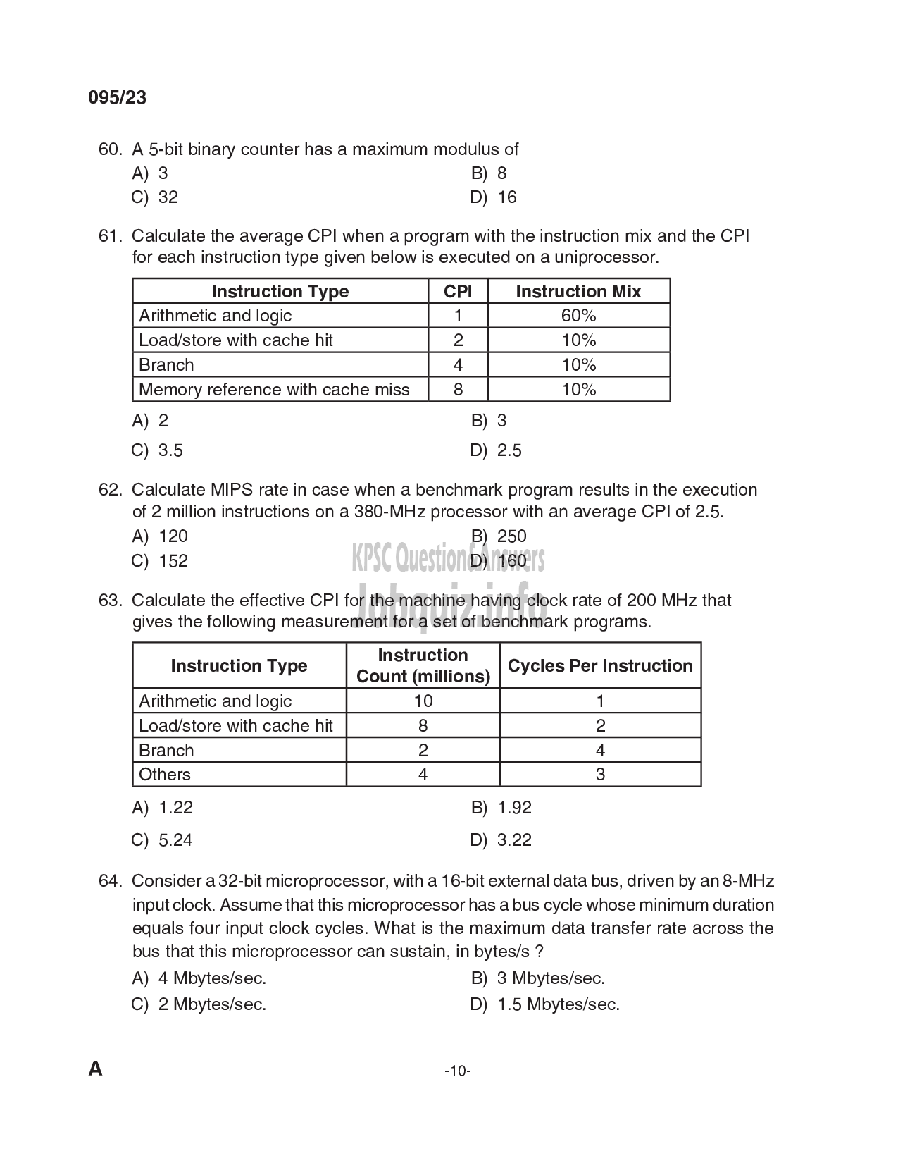 Kerala PSC Question Paper - Workshop Instructor / Demonstrator /Instructor Gr.II in Computer Engineering-10
