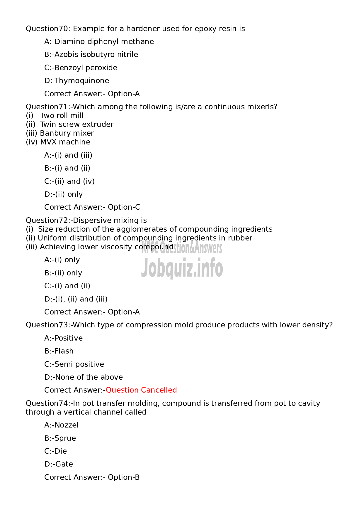 Kerala PSC Question Paper - Workshop Instructor/ Instructor Grade II/ Demonstrator/ Draftsman Grade II in Polymer Technology-14