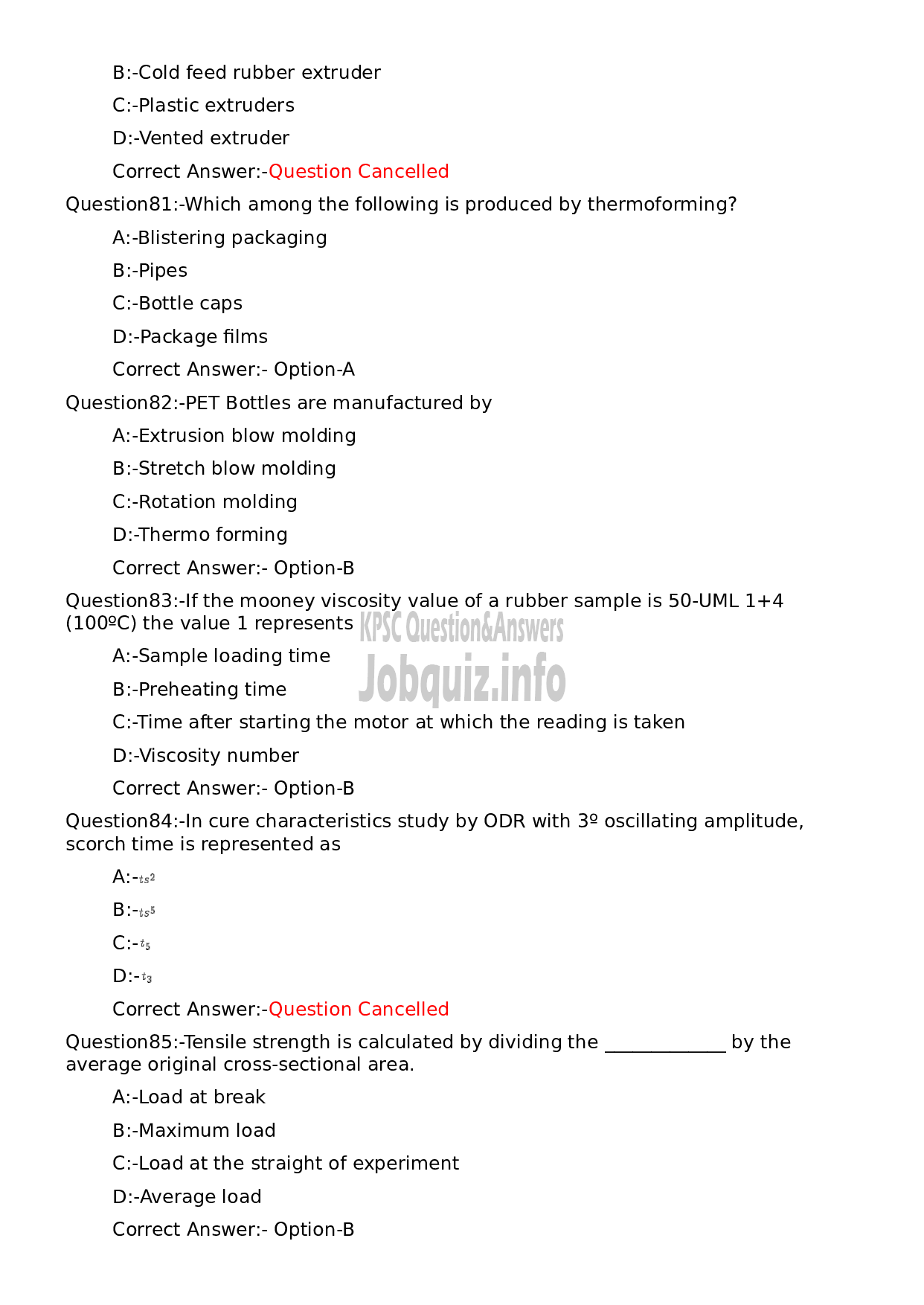 Kerala PSC Question Paper - Workshop Instructor/ Instructor Grade II/ Demonstrator/ Draftsman Grade II in Polymer Technology-16