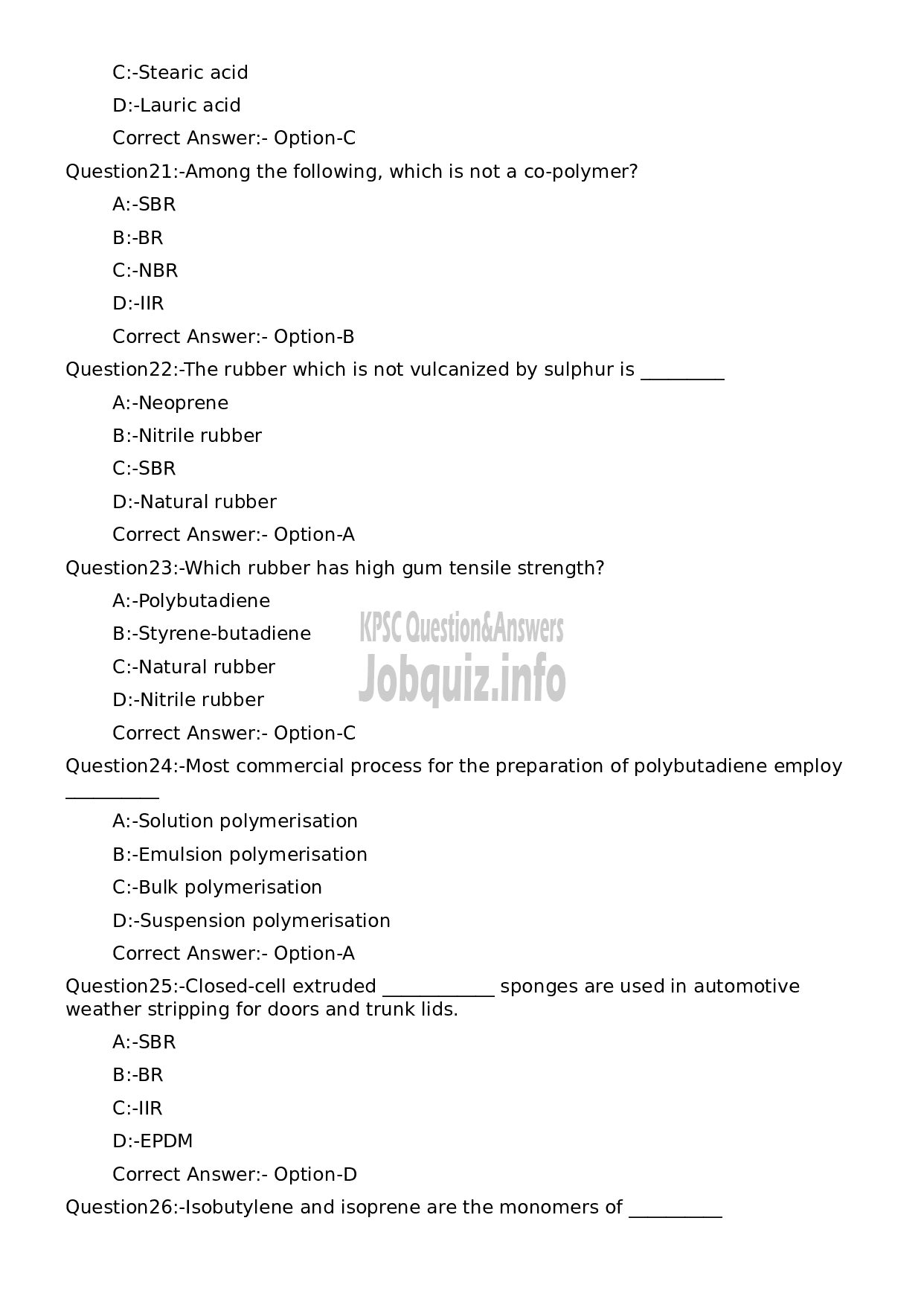 Kerala PSC Question Paper - Workshop Instructor/ Instructor Grade II/ Demonstrator/ Draftsman Grade II in Polymer Technology-5