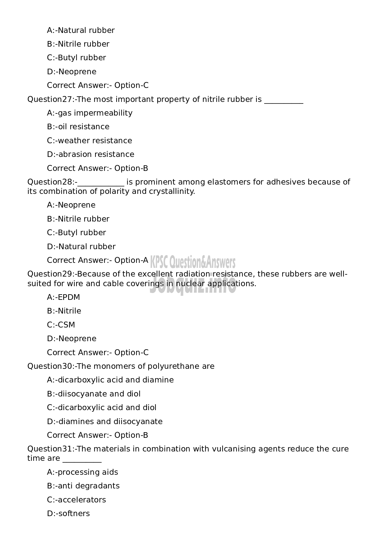 Kerala PSC Question Paper - Workshop Instructor/ Instructor Grade II/ Demonstrator/ Draftsman Grade II in Polymer Technology-6