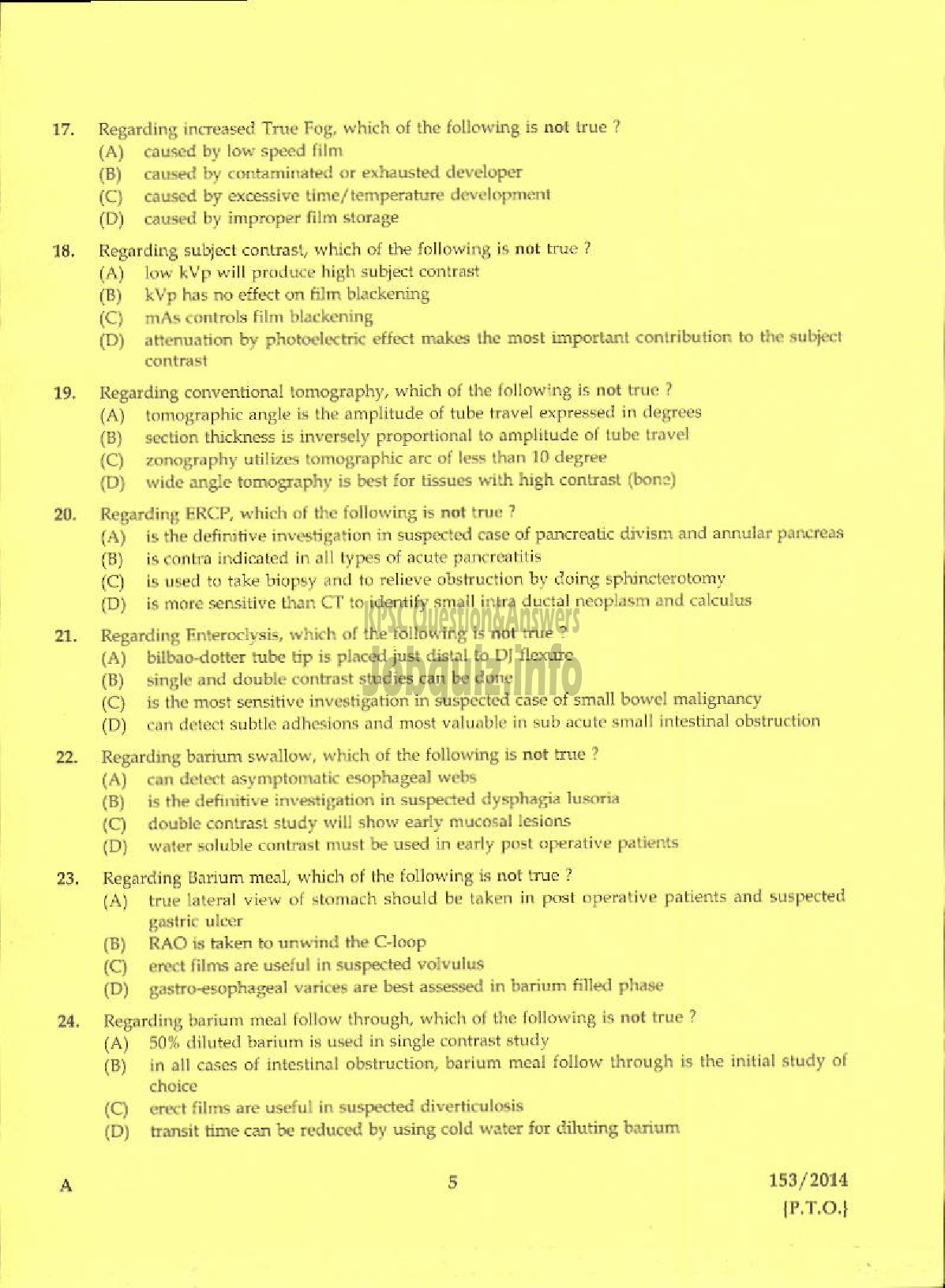 Kerala PSC Question Paper - X RAY TECHNICIAN GR II INSURANCE MEDICAL SERVICE-3