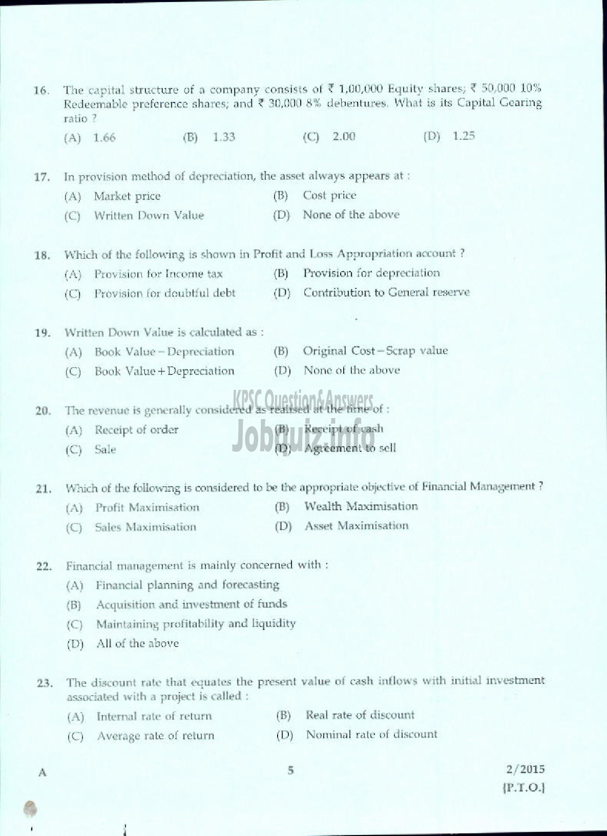 Kerala PSC Question Paper - ]ACCOUNTS OFFICER KERALA CO OPERATIVE MILK MARKETING FEDERATION LTD QUESTION PAPER-3