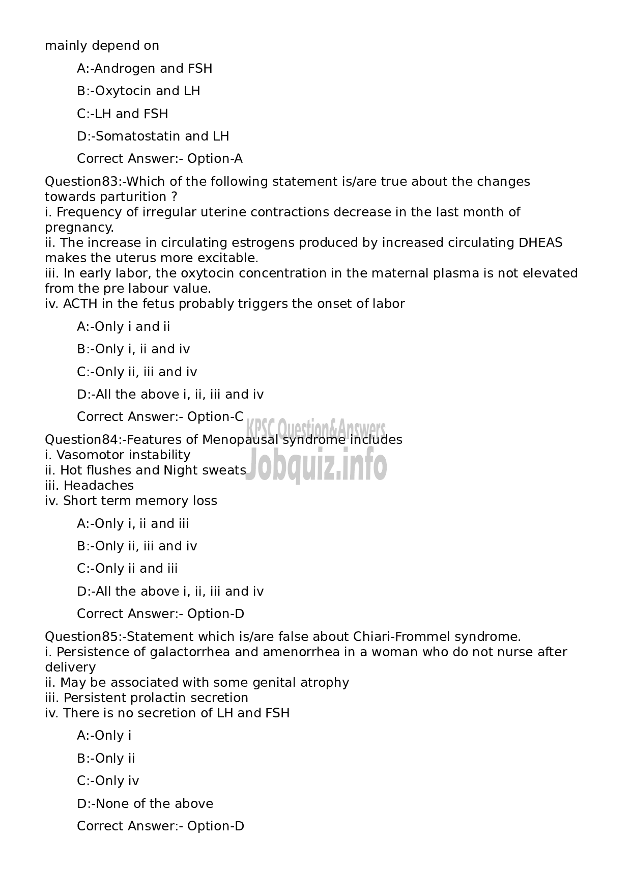 Kerala PSC Question Paper -  Assistant Professor Physiology and Biochemistry-20