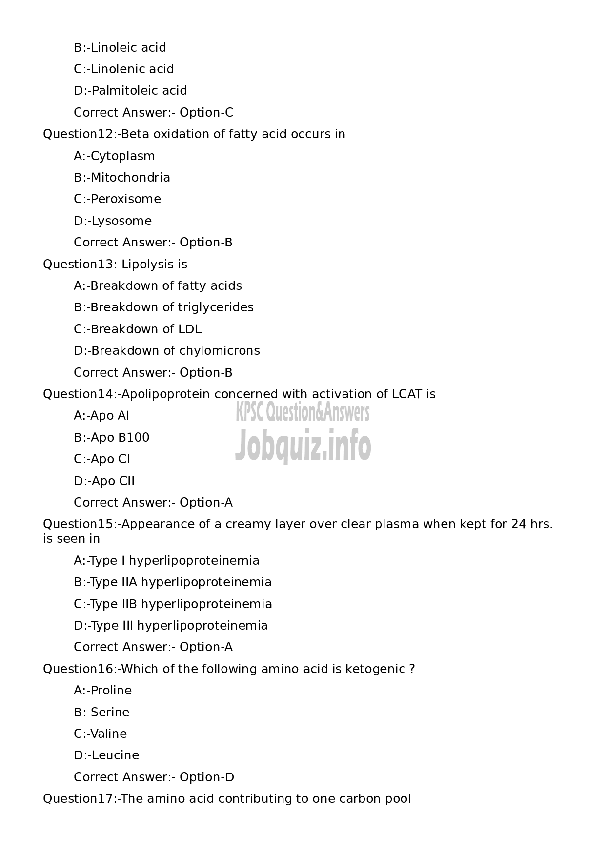 Kerala PSC Question Paper -  Assistant Professor Physiology and Biochemistry-3