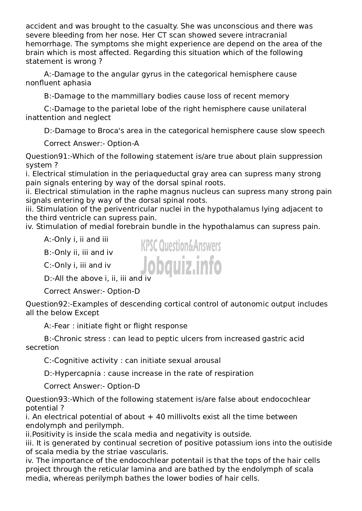 Kerala PSC Question Paper -  Assistant Professor Physiology and Biochemistry-22