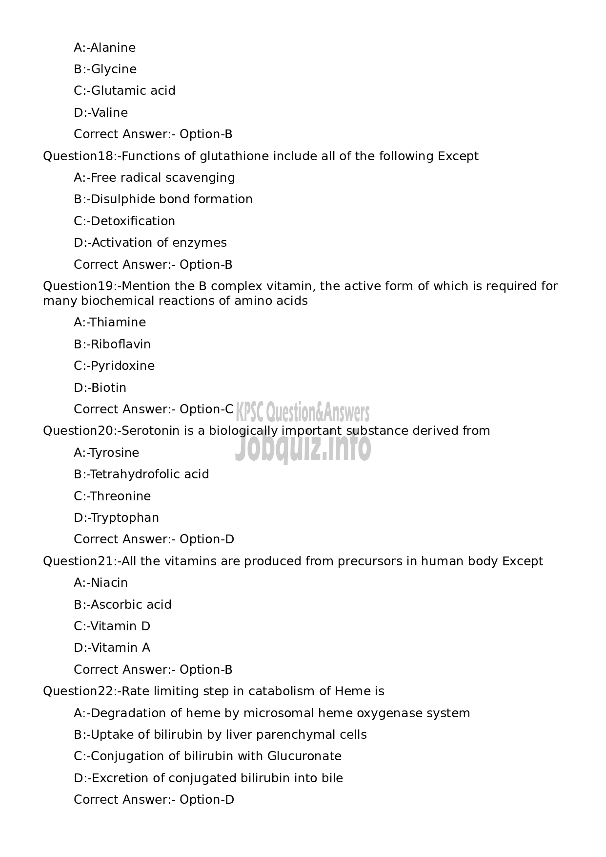 Kerala PSC Question Paper -  Assistant Professor Physiology and Biochemistry-4