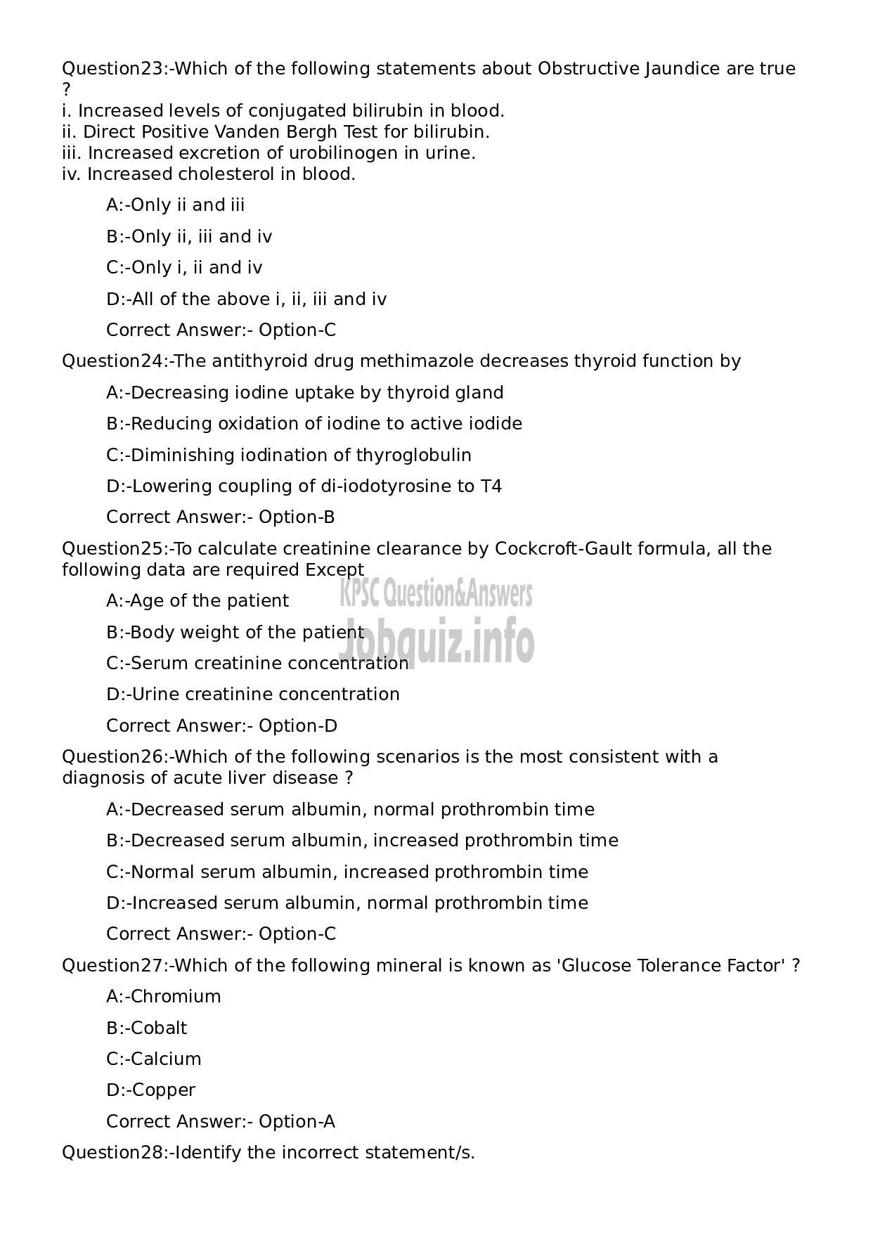 Kerala PSC Question Paper -  Assistant Professor Physiology and Biochemistry-5