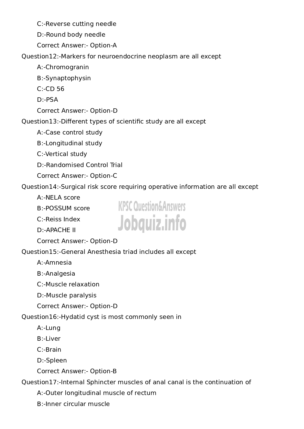 Kerala PSC Question Paper -  Assistant Professor in General Surgery-3