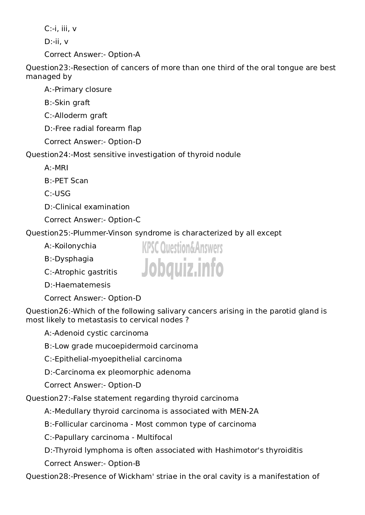 Kerala PSC Question Paper -  Assistant Professor in General Surgery-5