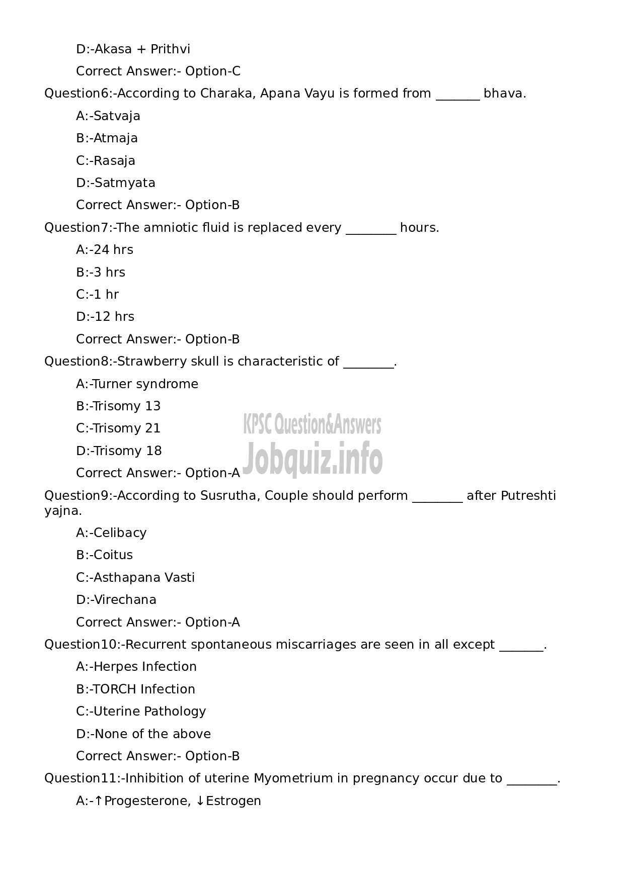 Kerala PSC Question Paper -  Assistant Professor in Prasuti and Strirog-2