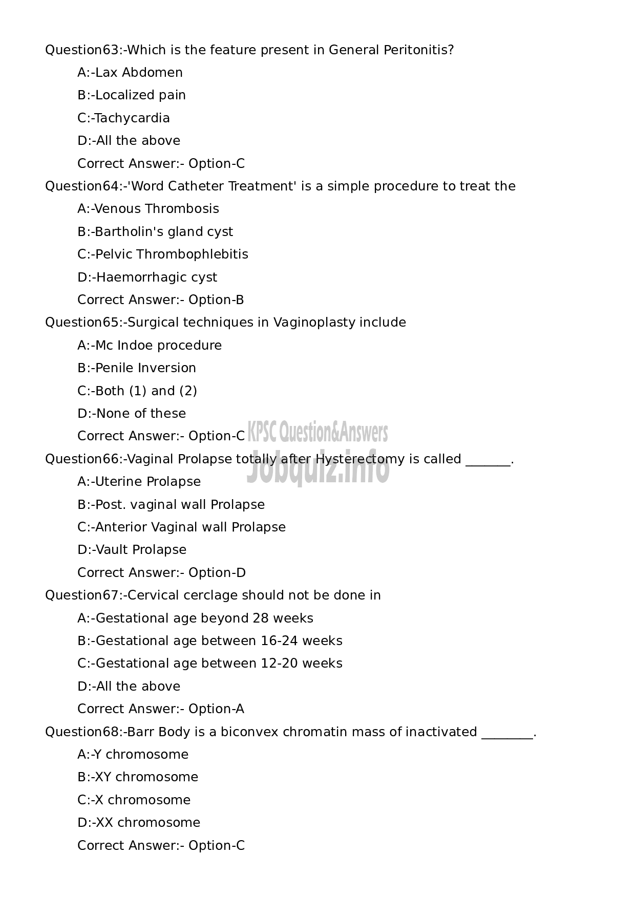 Kerala PSC Question Paper -  Assistant Professor in Prasuti and Strirog-12