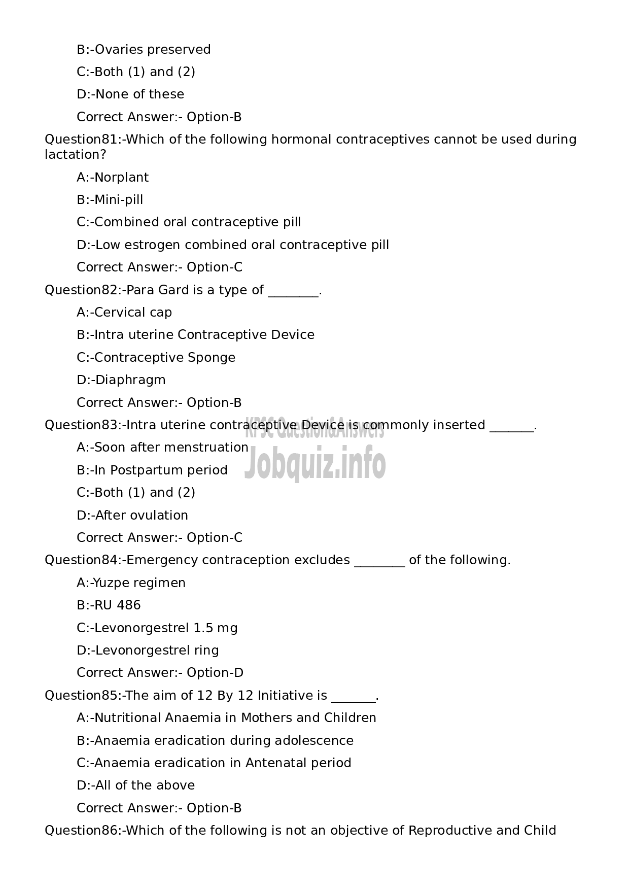 Kerala PSC Question Paper -  Assistant Professor in Prasuti and Strirog-15