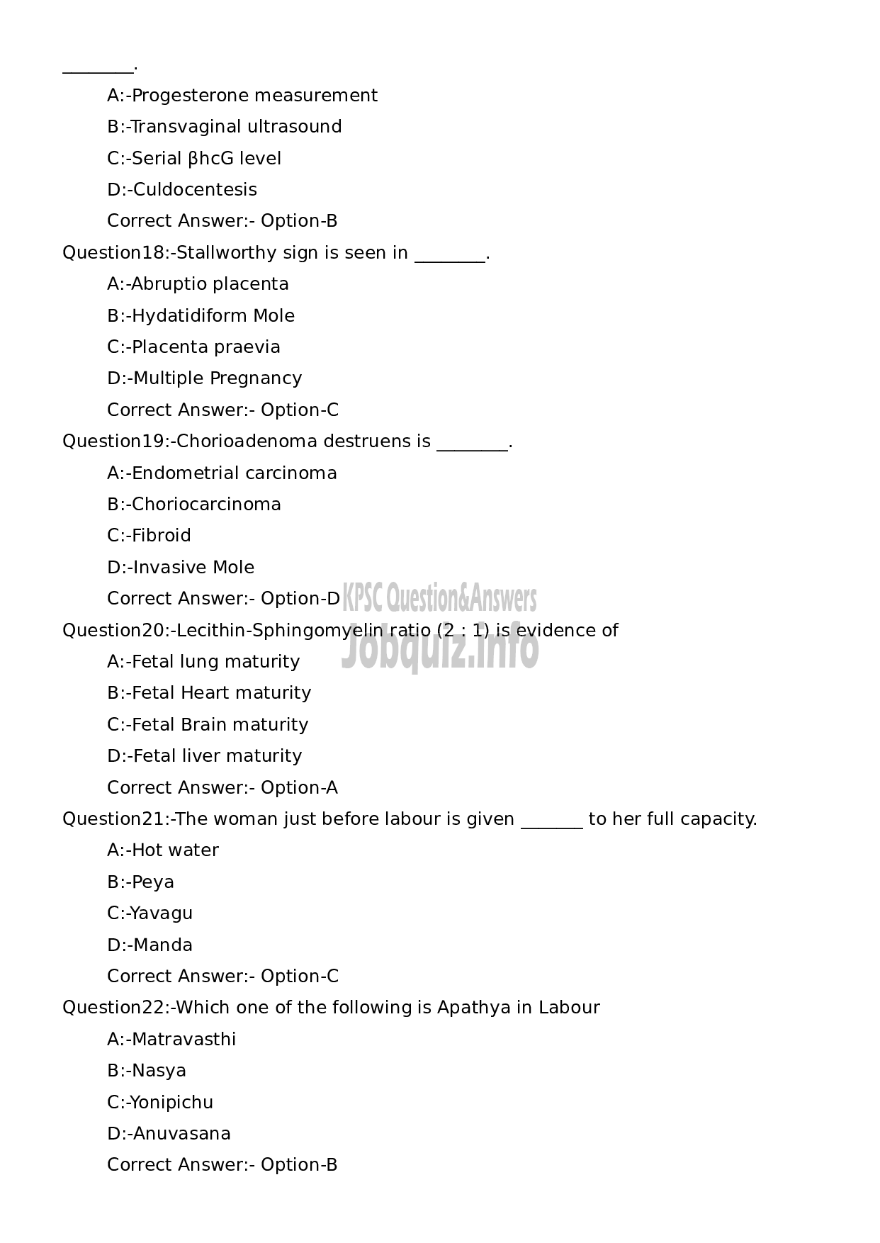 Kerala PSC Question Paper -  Assistant Professor in Prasuti and Strirog-4